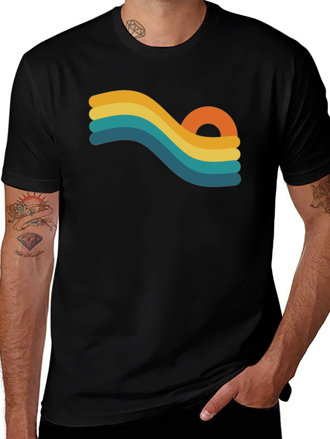 Variant 8 of Retro Wave Graphic Black T-Shirt