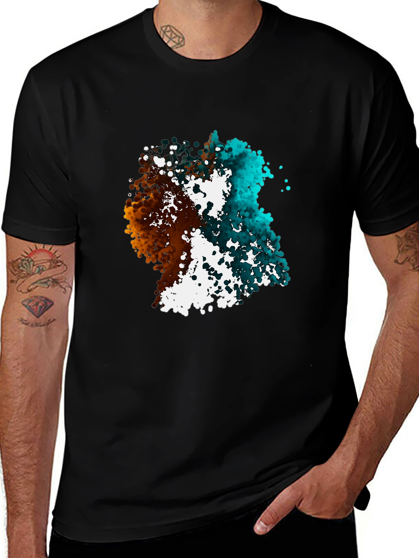 Variant 19 of Abstract Color Splash Graphic Black T-Shirt