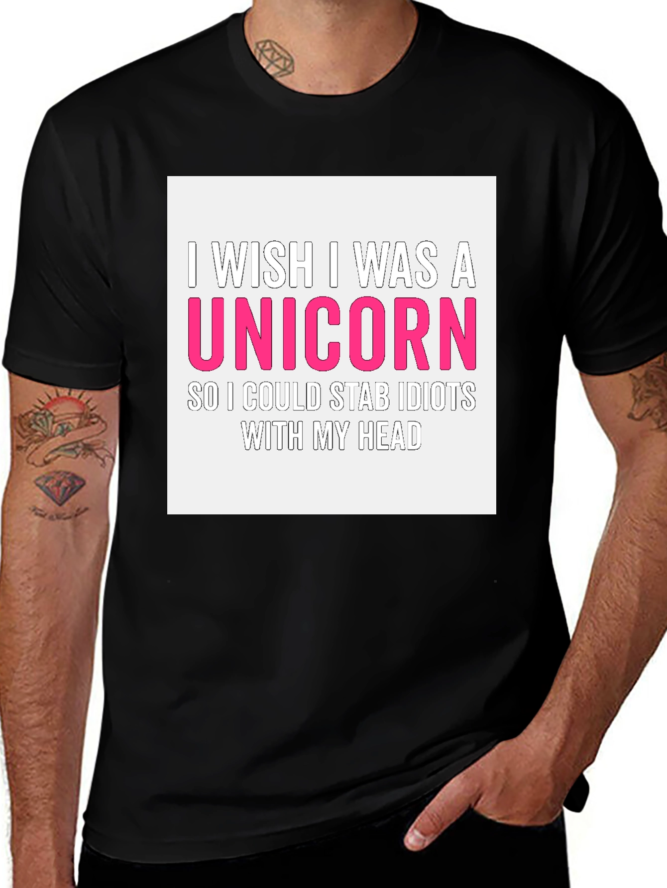 Variant 2 of I Wish I Was A Unicorn Funny Graphic T-Shirt