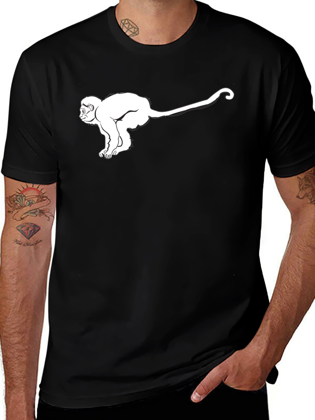 Variant 7 of Monkey Graphic Tee - Black Cotton T-Shirt