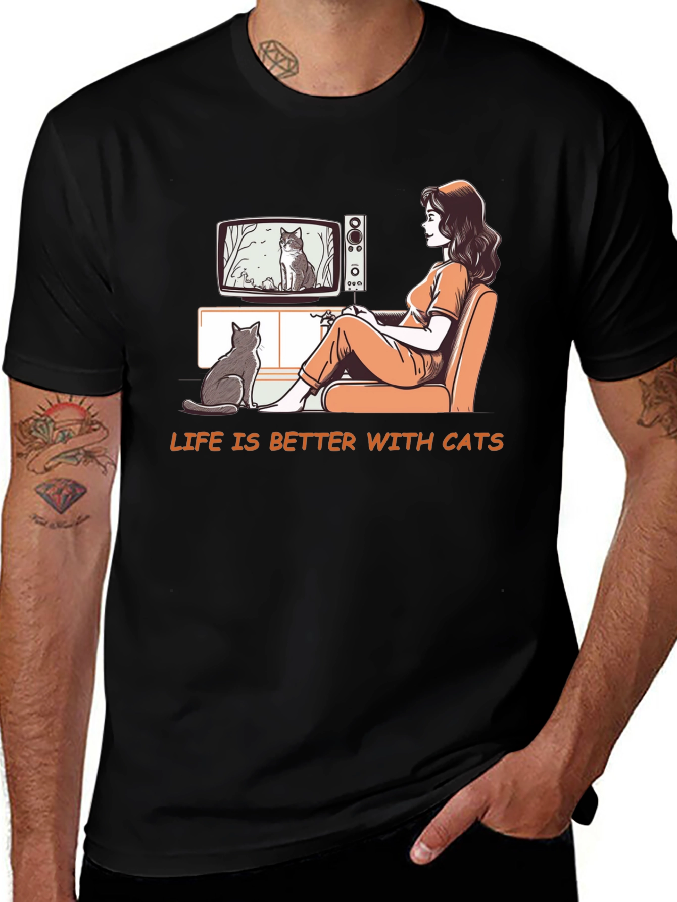 Variant 22 of Life is Better With Cats Graphic T-Shirt