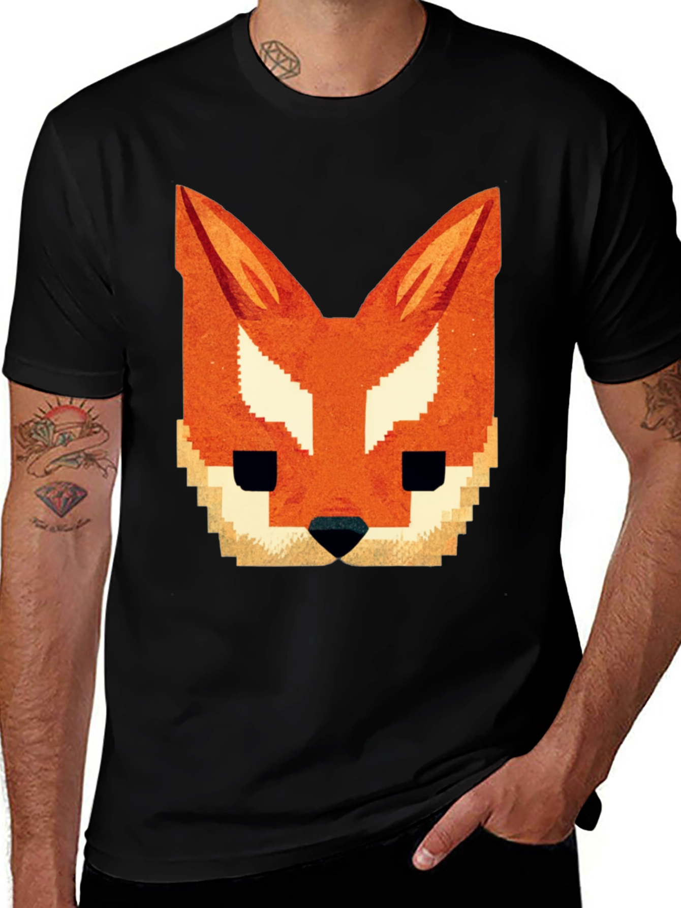 Variant 3 of Pixel Fox Graphic Tee - Black T-Shirt