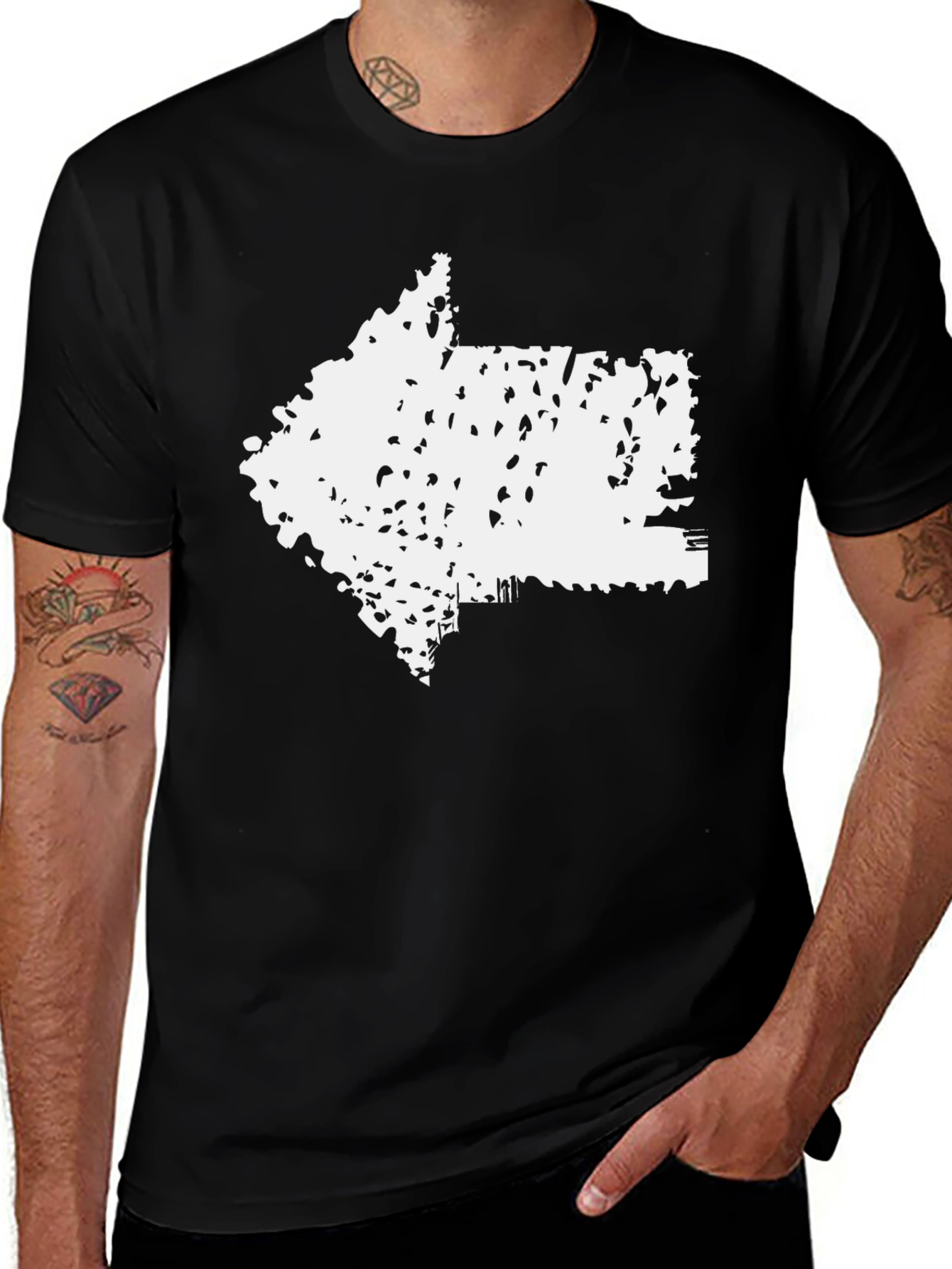 Variant 7 of Distressed Arrow Graphic Tee - Black Cotton Blend