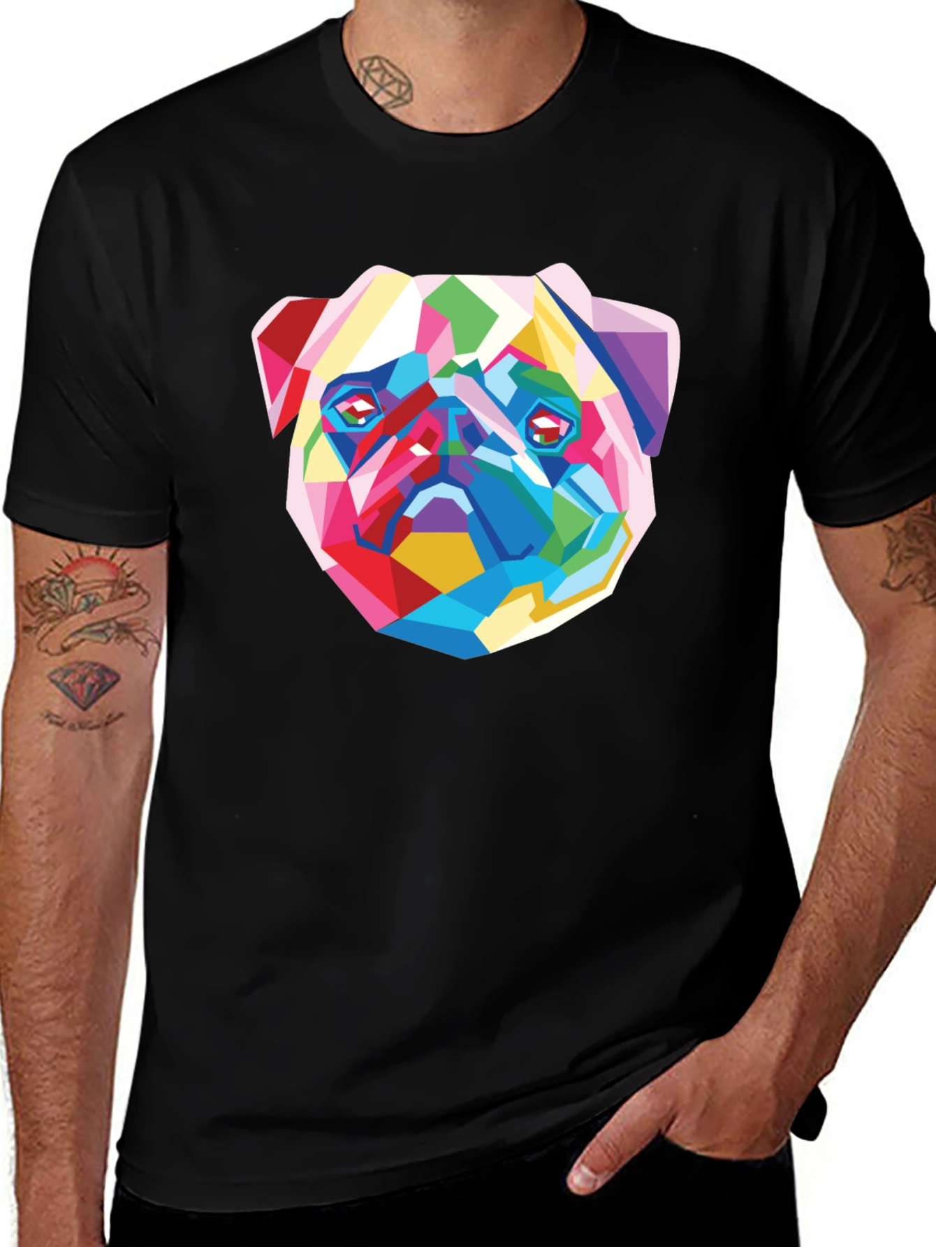Variant 17 of Geometric Pug Graphic Tee - Modern Art Shirt