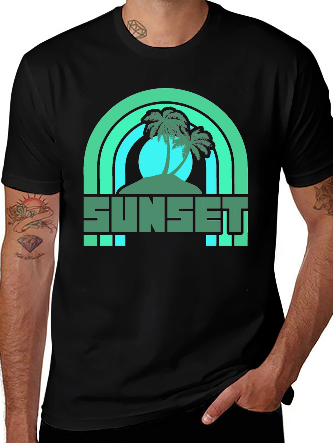 Variant 24 of Sunset Palm Graphic Tee