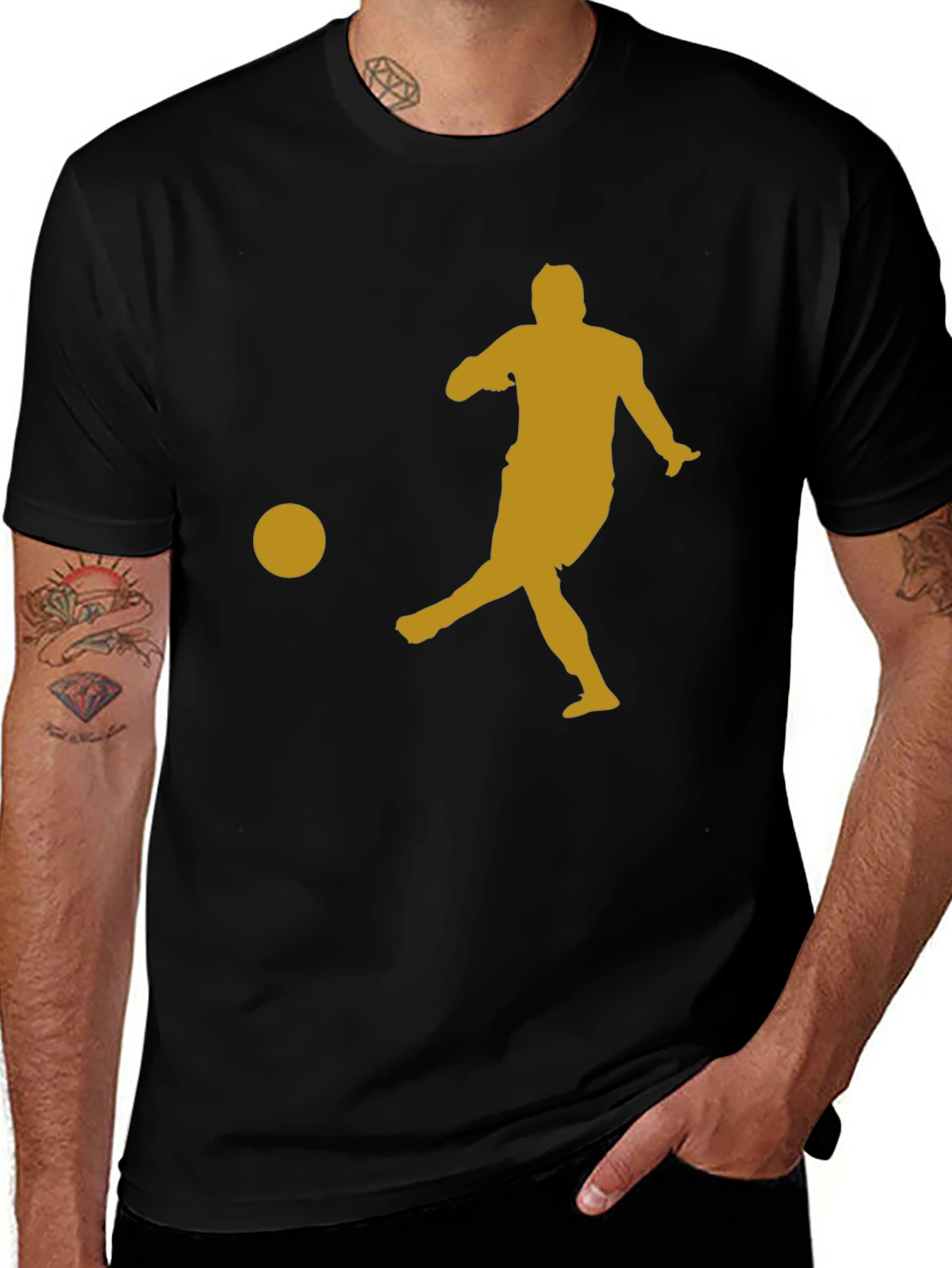 Variant 7 of Soccer Player Graphic Tee - Black Cotton Shirt