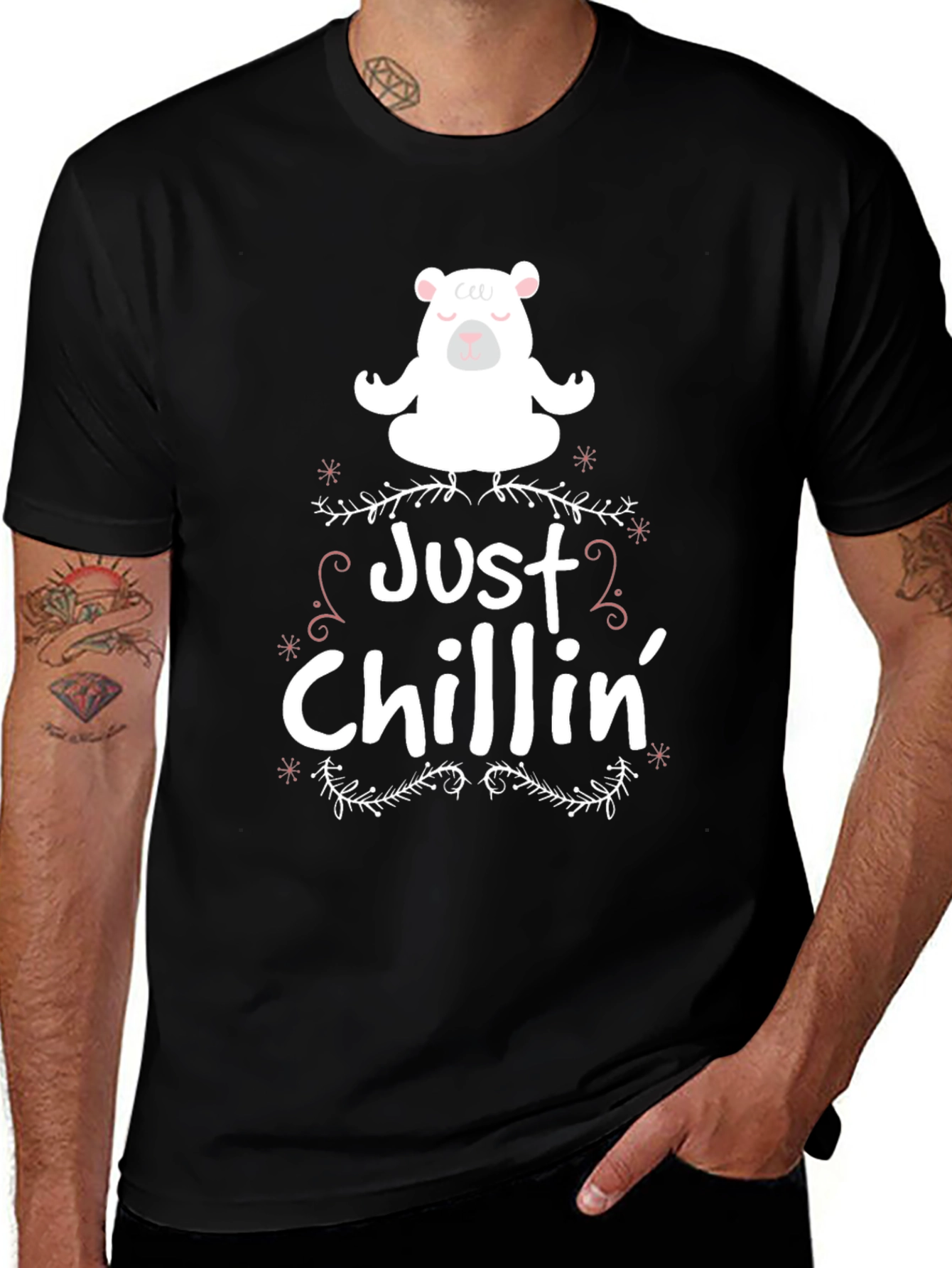 Variant 24 of Just Chillin' Bear Graphic Tee - Black