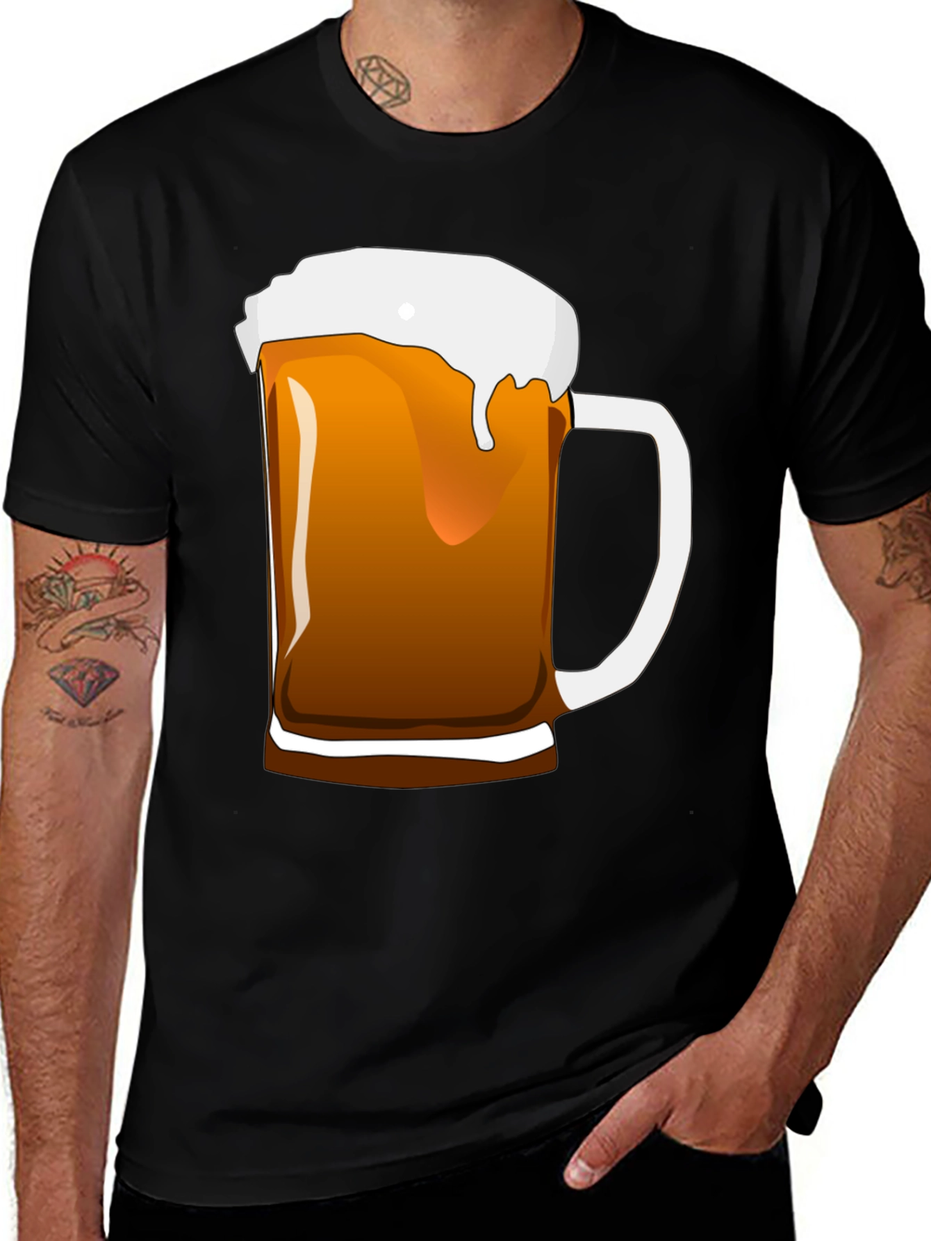 Variant 16 of Beer Mug Graphic T-Shirt - Black Cotton Tee