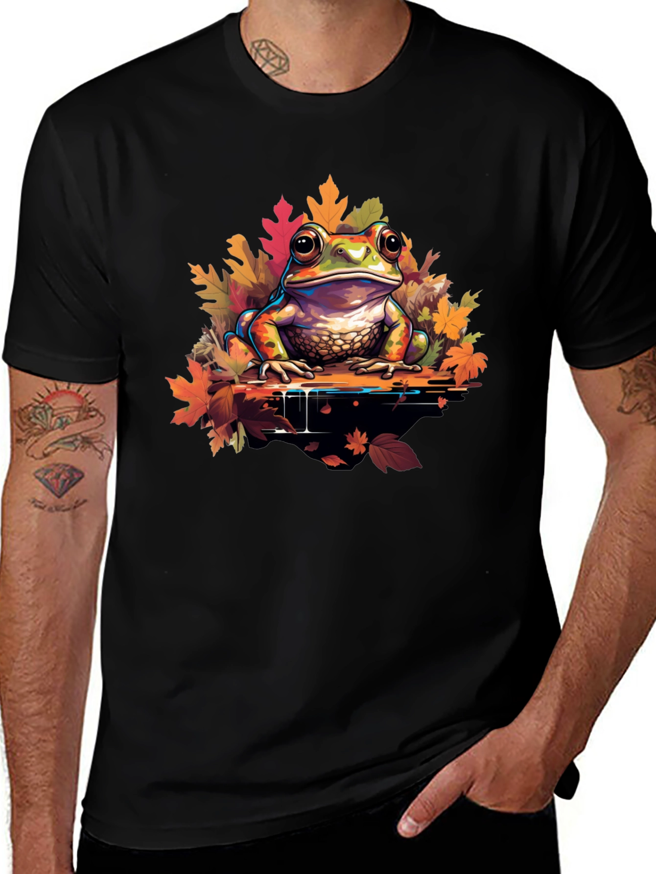 Variant 22 of Frog on Leaves Graphic Tee