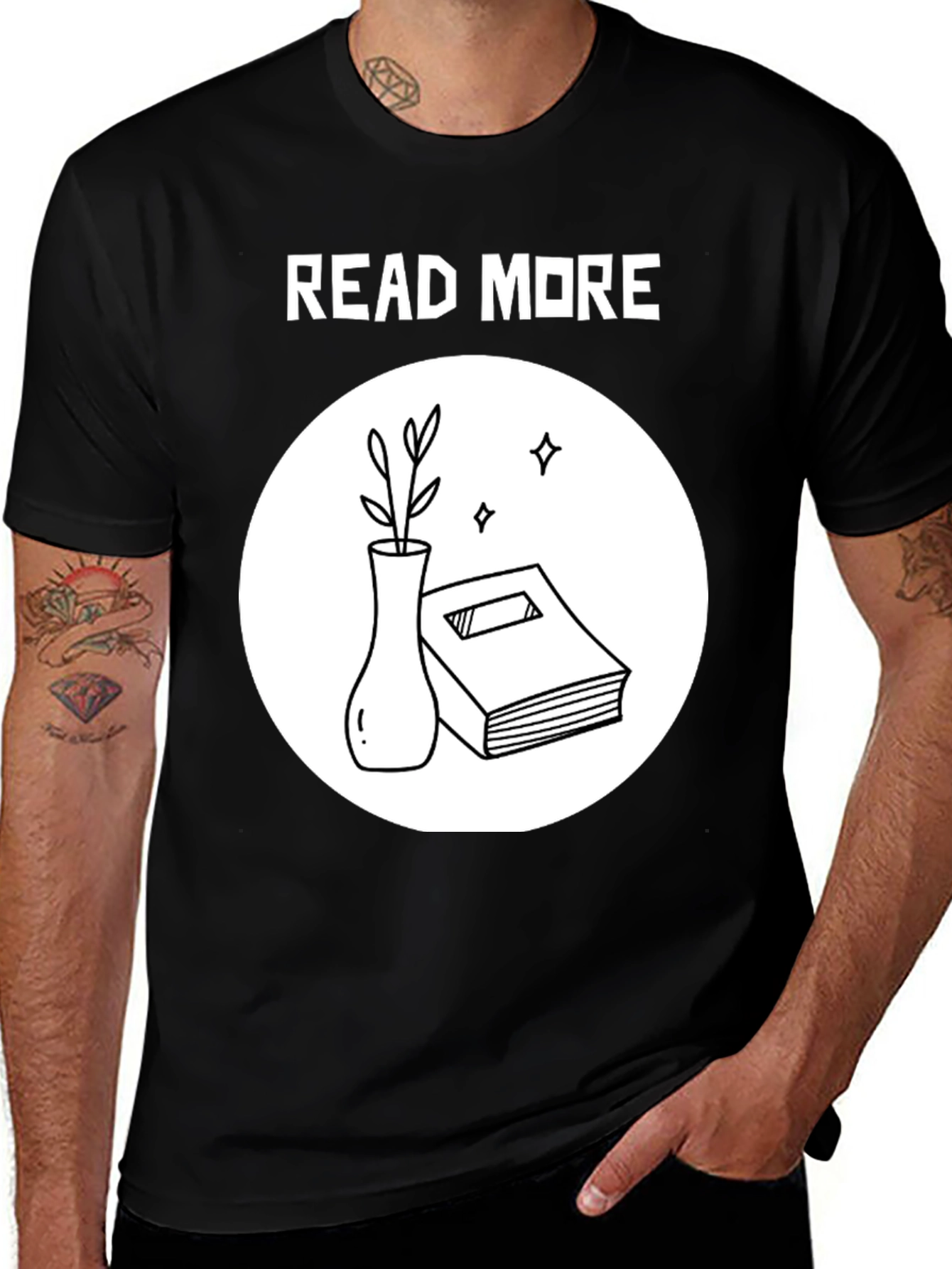 Variant 28 of Read More T-Shirt - Book and Plant Design