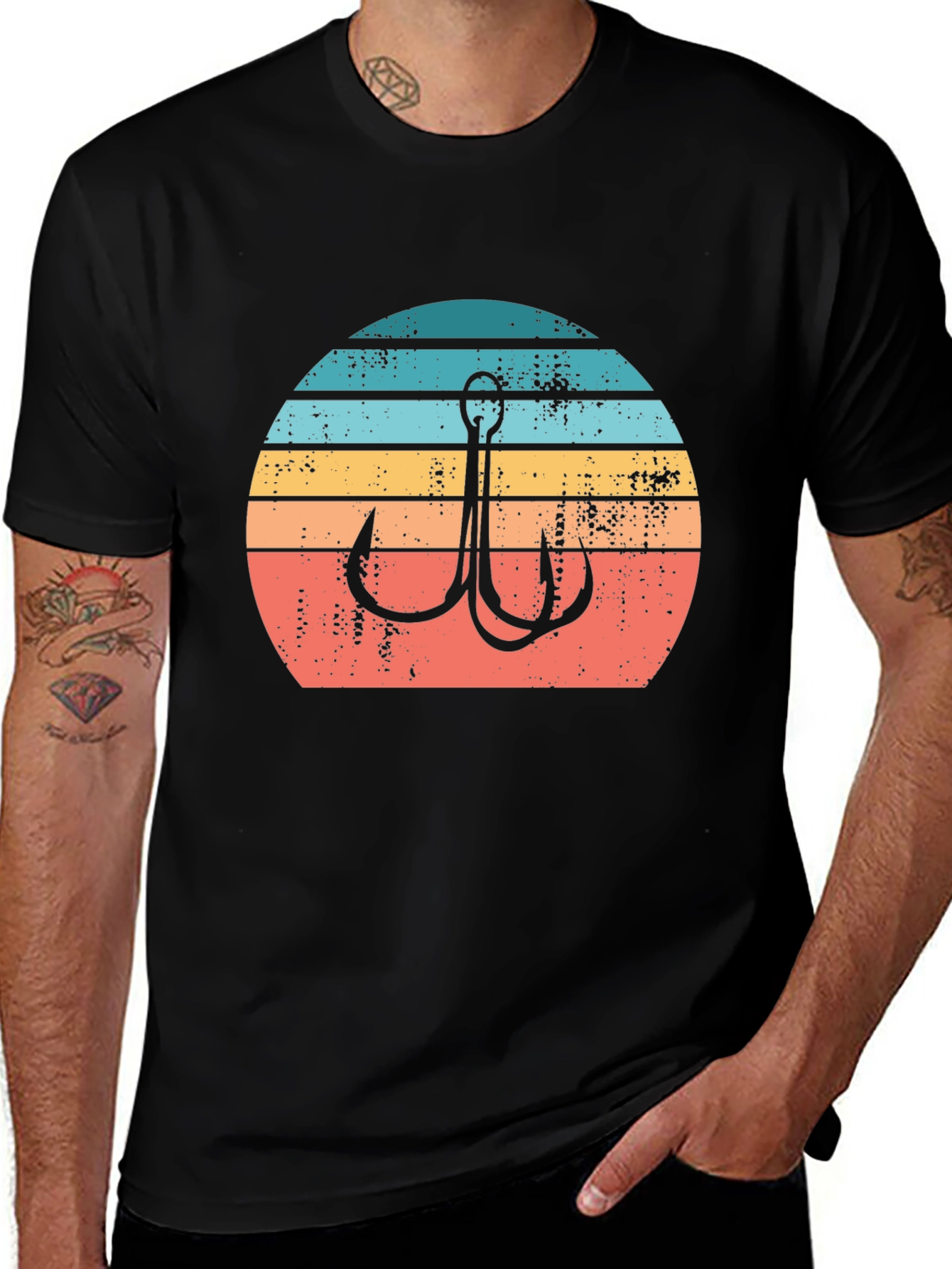 Variant 13 of Vintage Fishing Hook Sunset T-Shirt