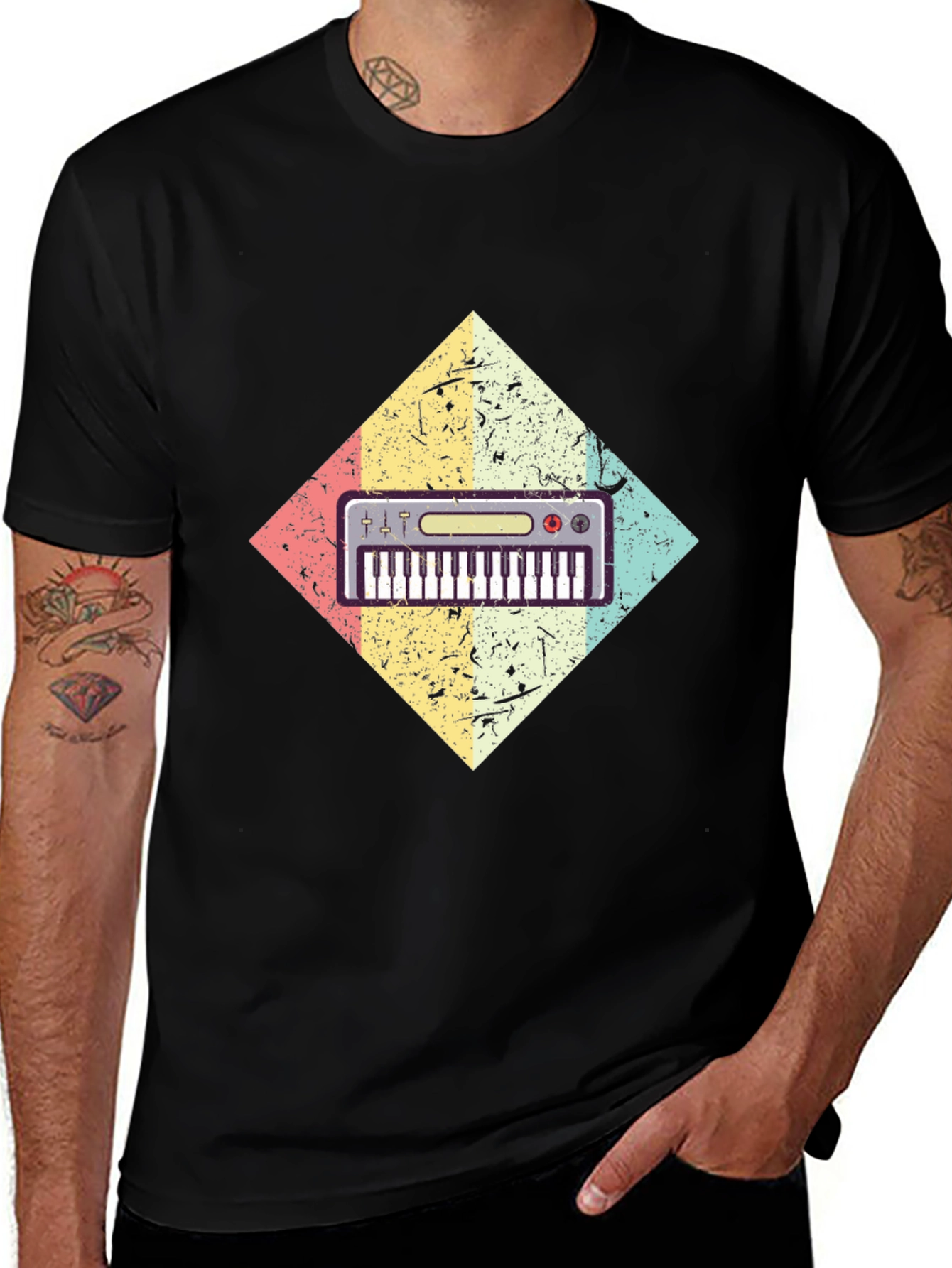 Variant 16 of Retro Synthwave Keyboard Graphic Tee