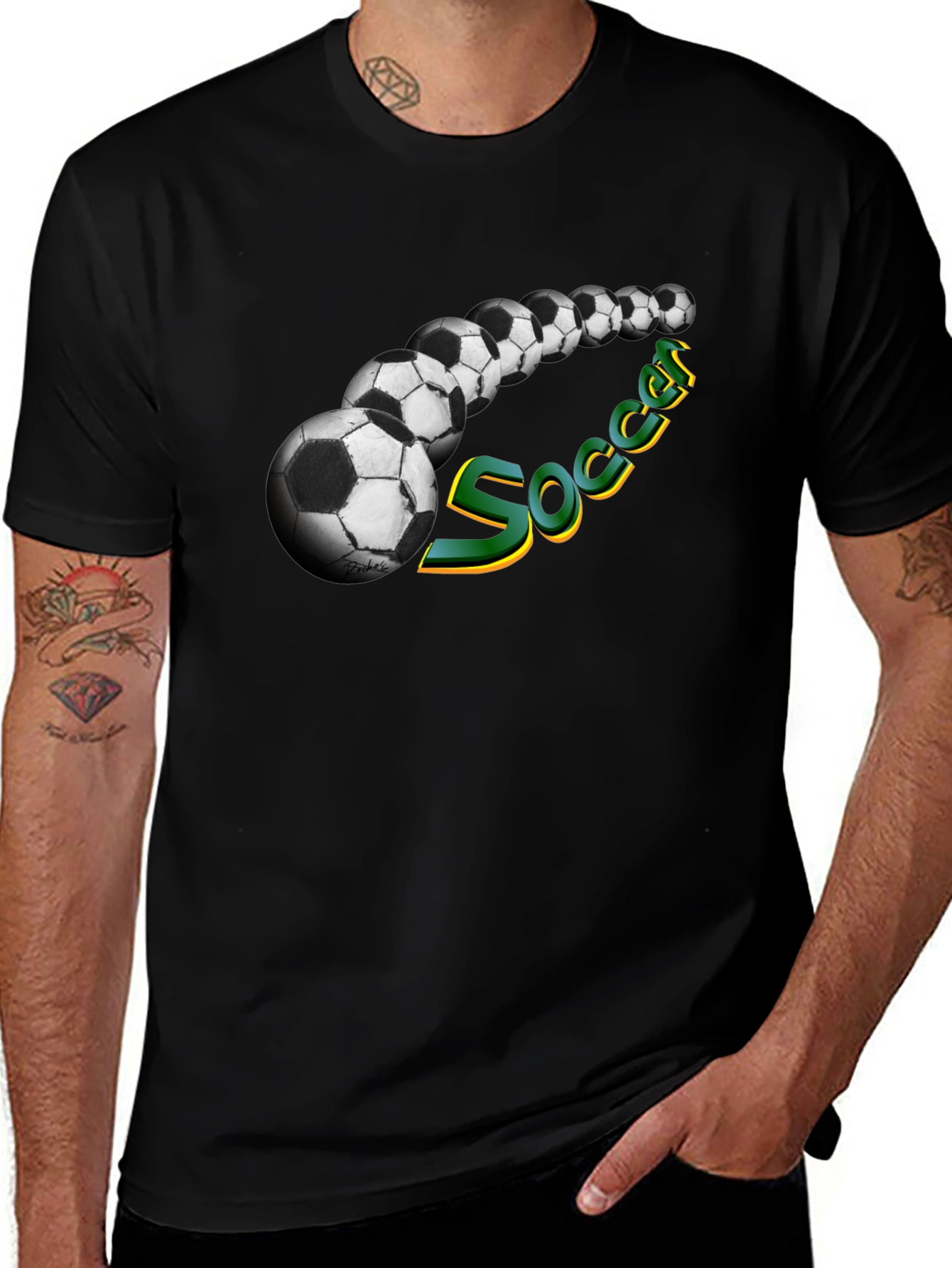 Variant 23 of Soccer Ball Graphic Tee - Black