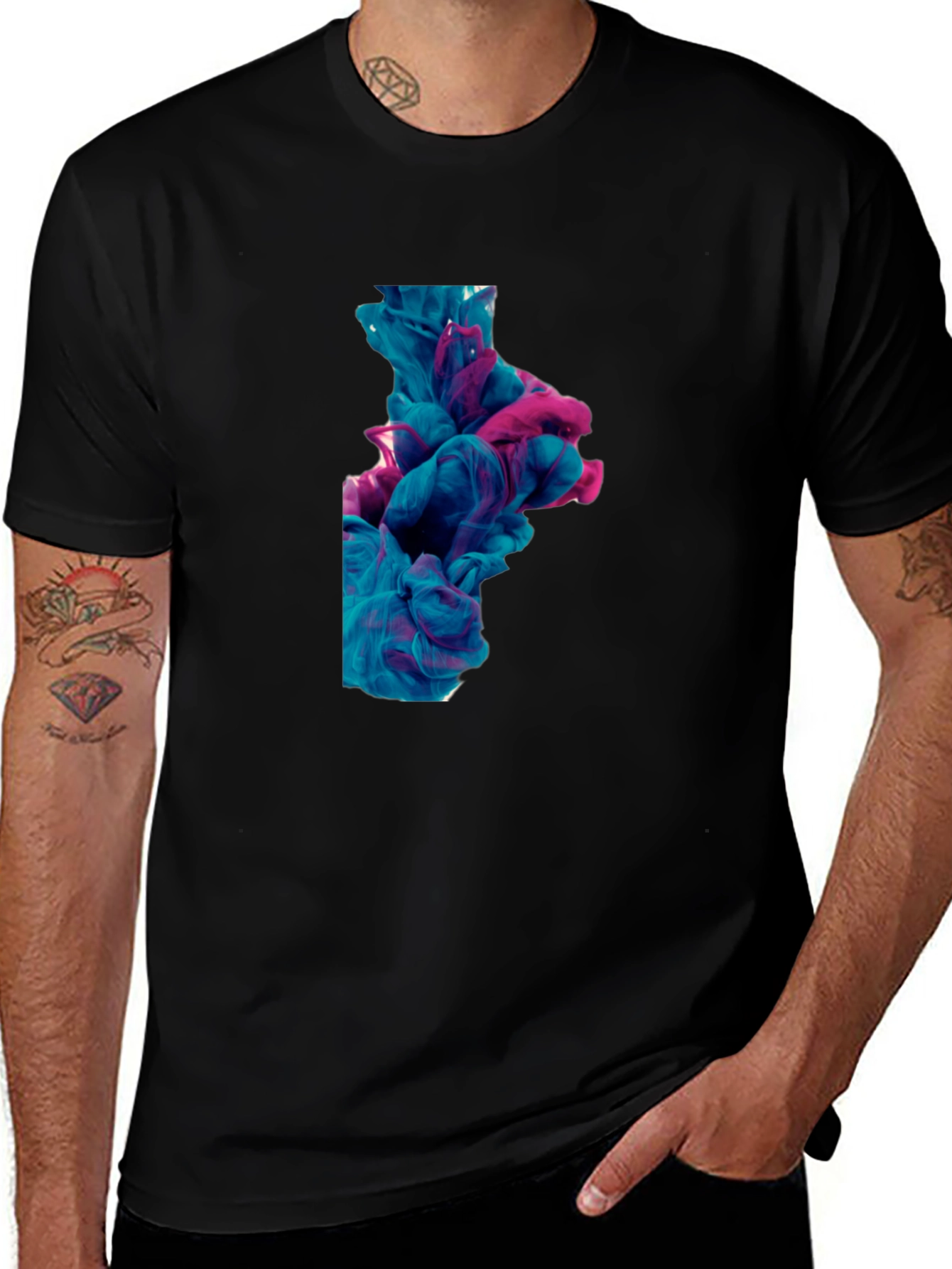 Variant 24 of Abstract Ink Swirl Tee - Black Graphic T-Shirt
