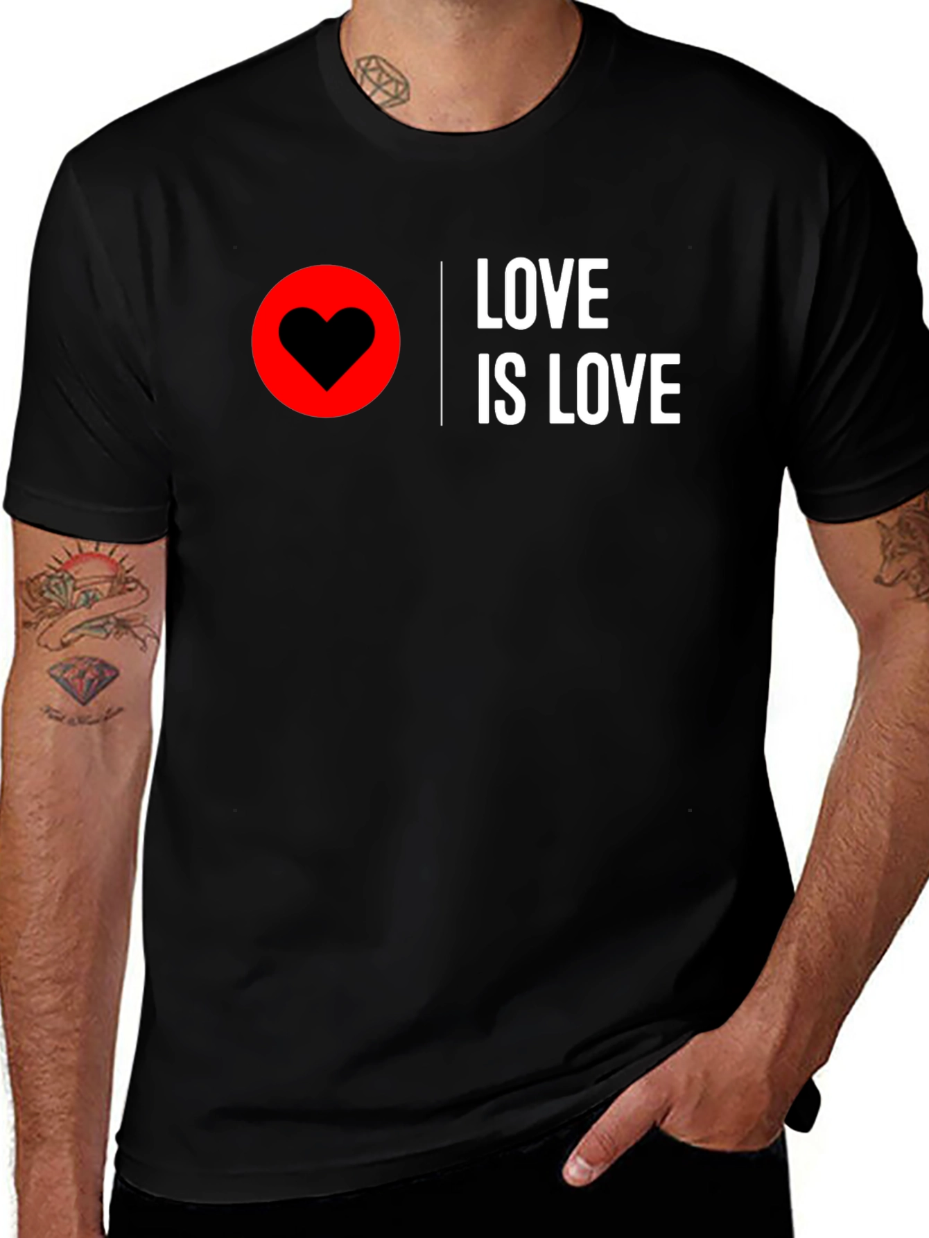 Love Is Love T-Shirt - Black, Heart Graphic