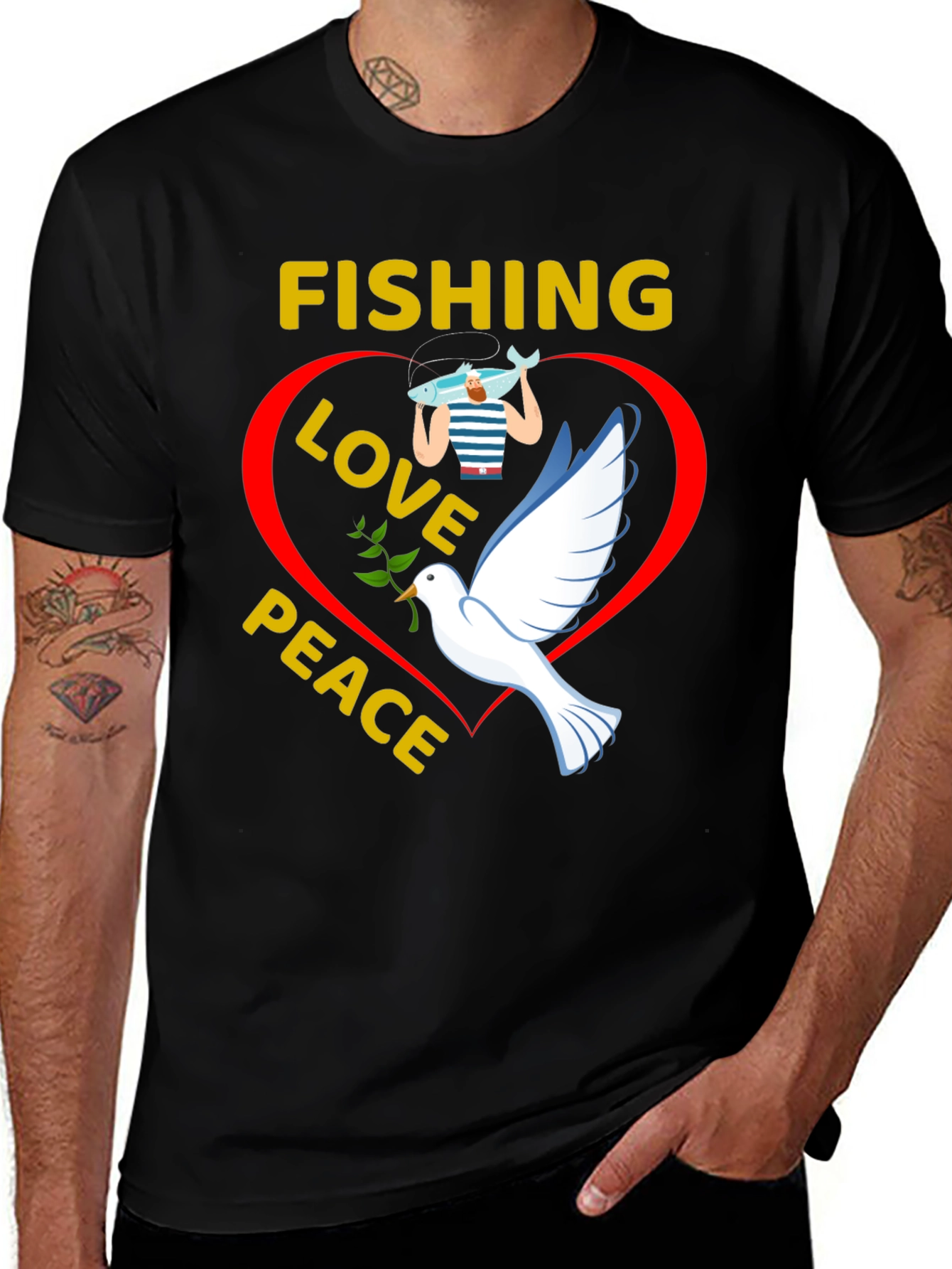 Variant 11 of Fishing Love Peace Graphic T-Shirt