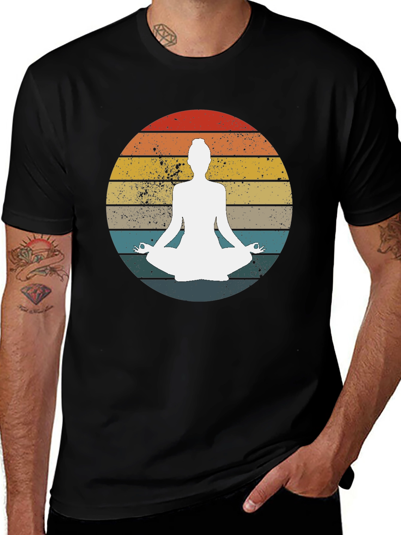 Variant 8 of Yoga Meditation Sunset Graphic Tee - Relaxed Fit