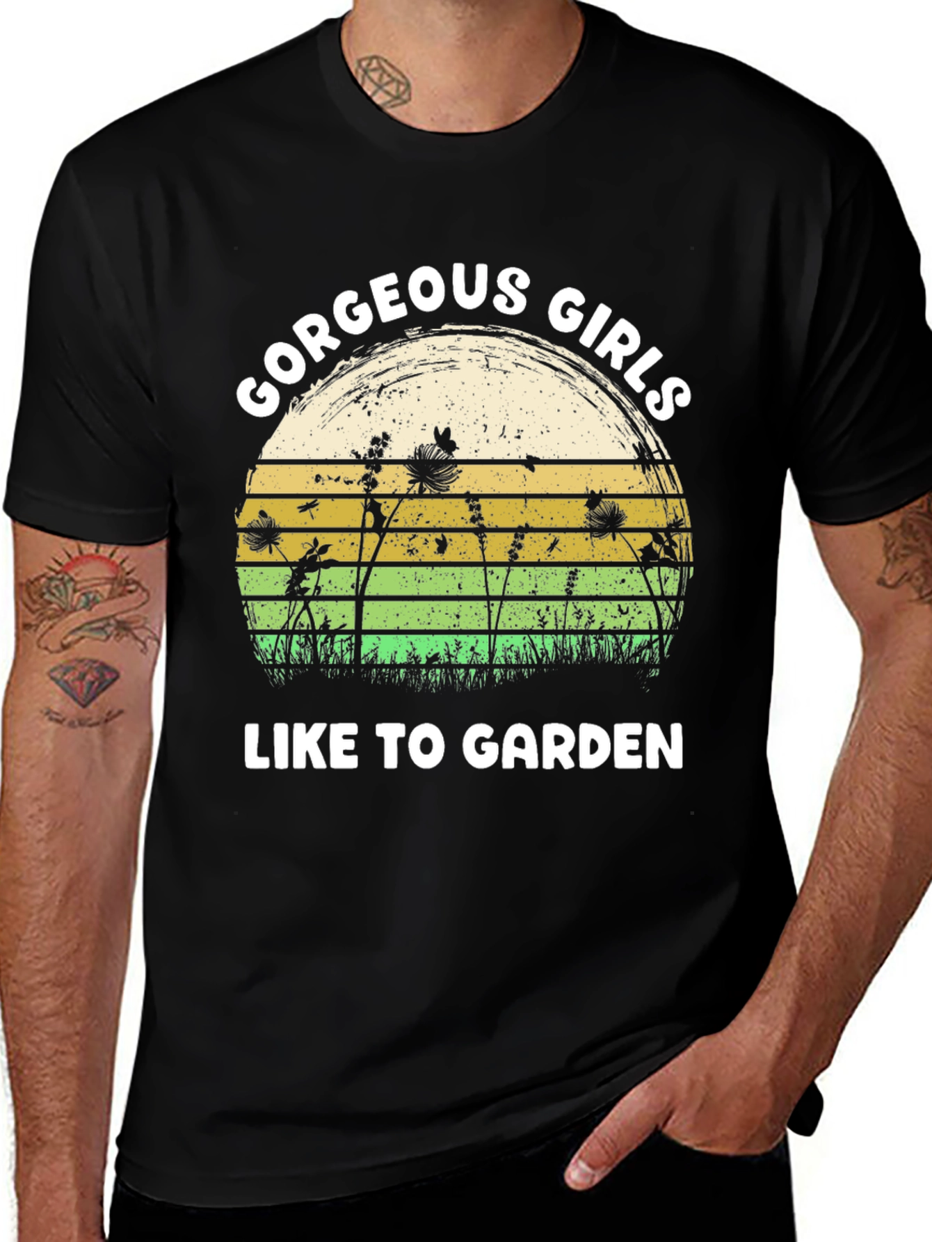 Variant 19 of Gorgeous Girls Garden Graphic Tee - Black Cotton T-Shirt