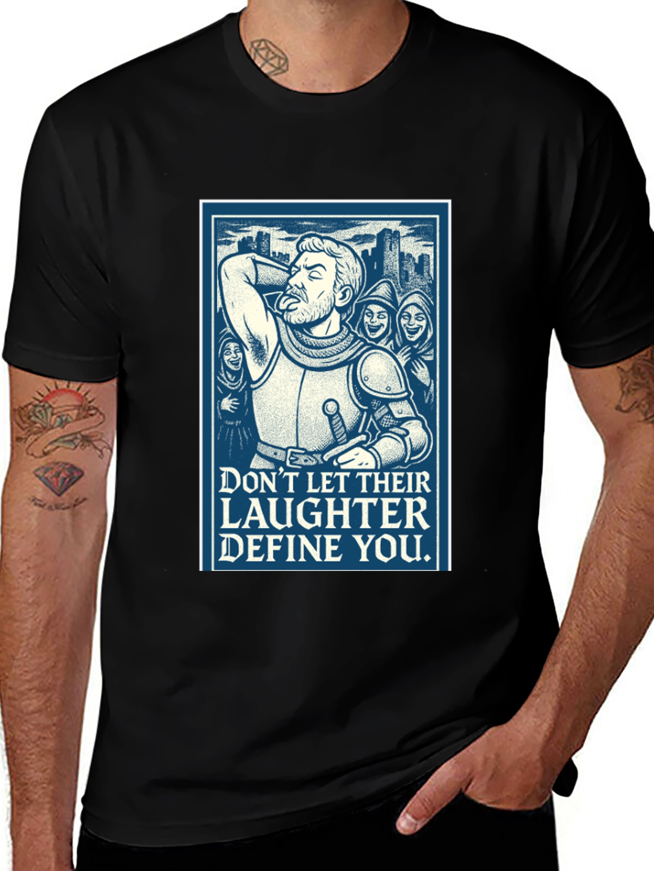 Variant 10 of Laughing Knight Graphic T-Shirt -  Motivational Tee