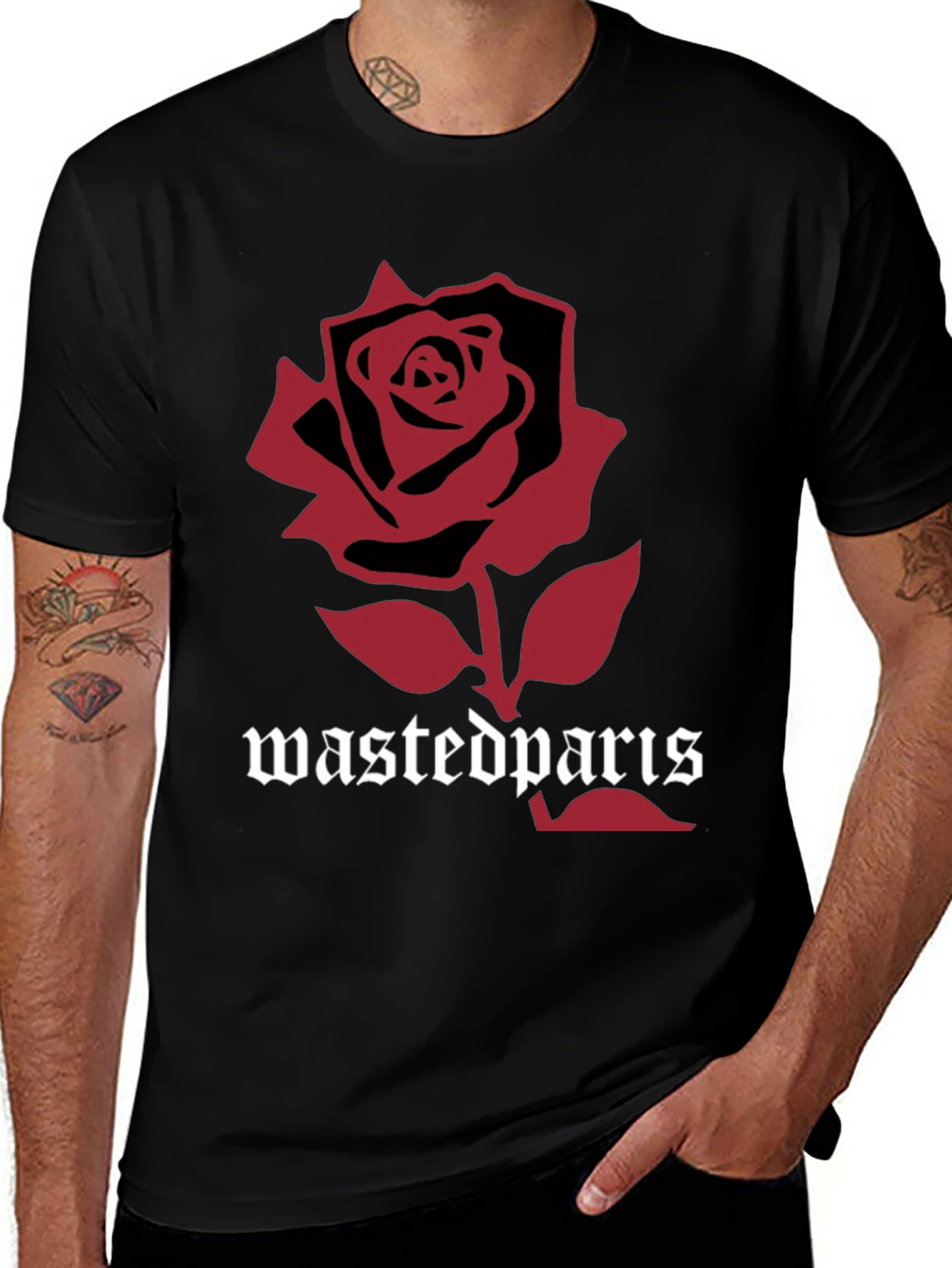 Variant 28 of Wasted Paris Rose Graphic Tee - Black