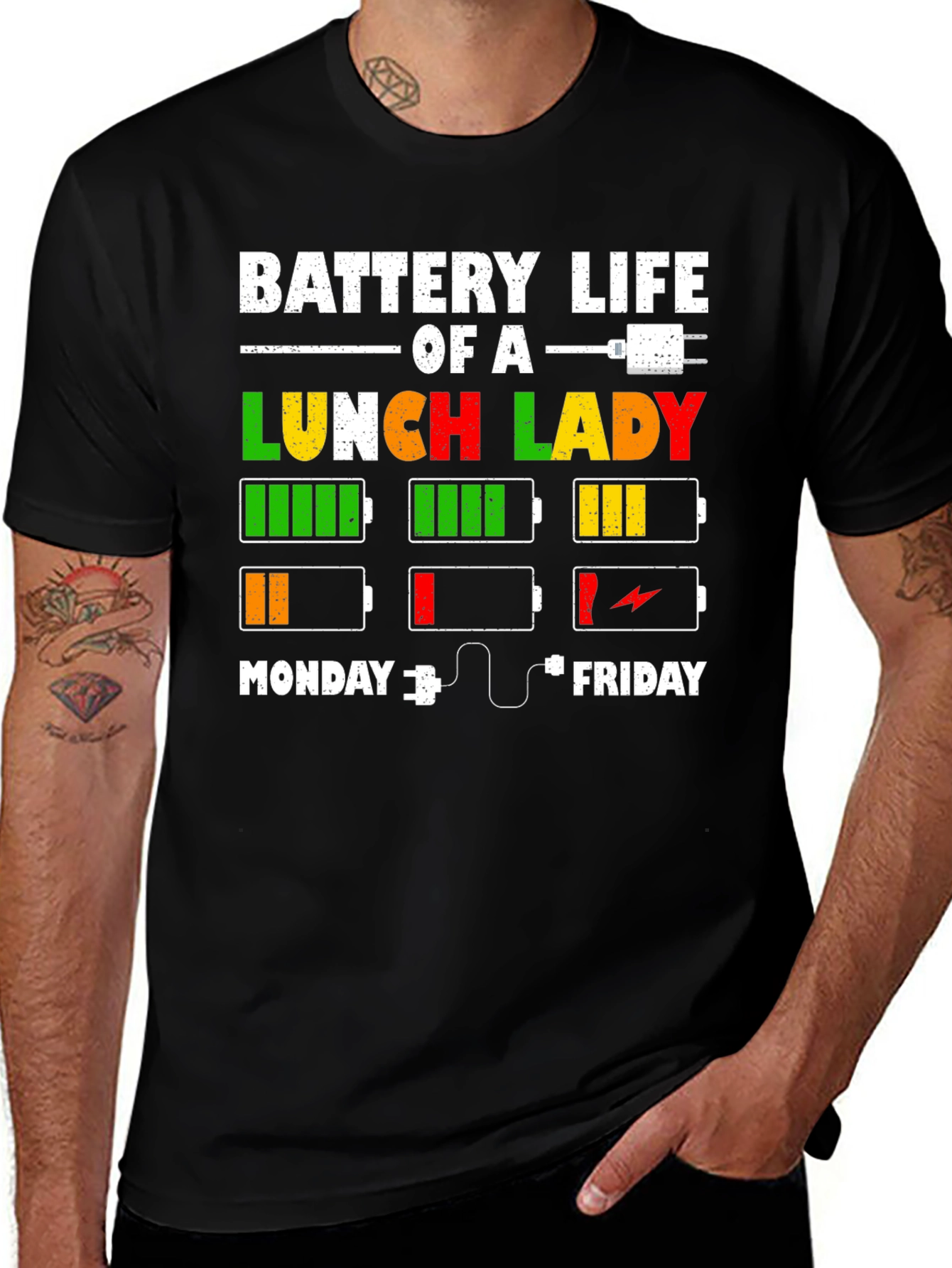 Variant 8 of Battery Life of a Lunch Lady T-Shirt