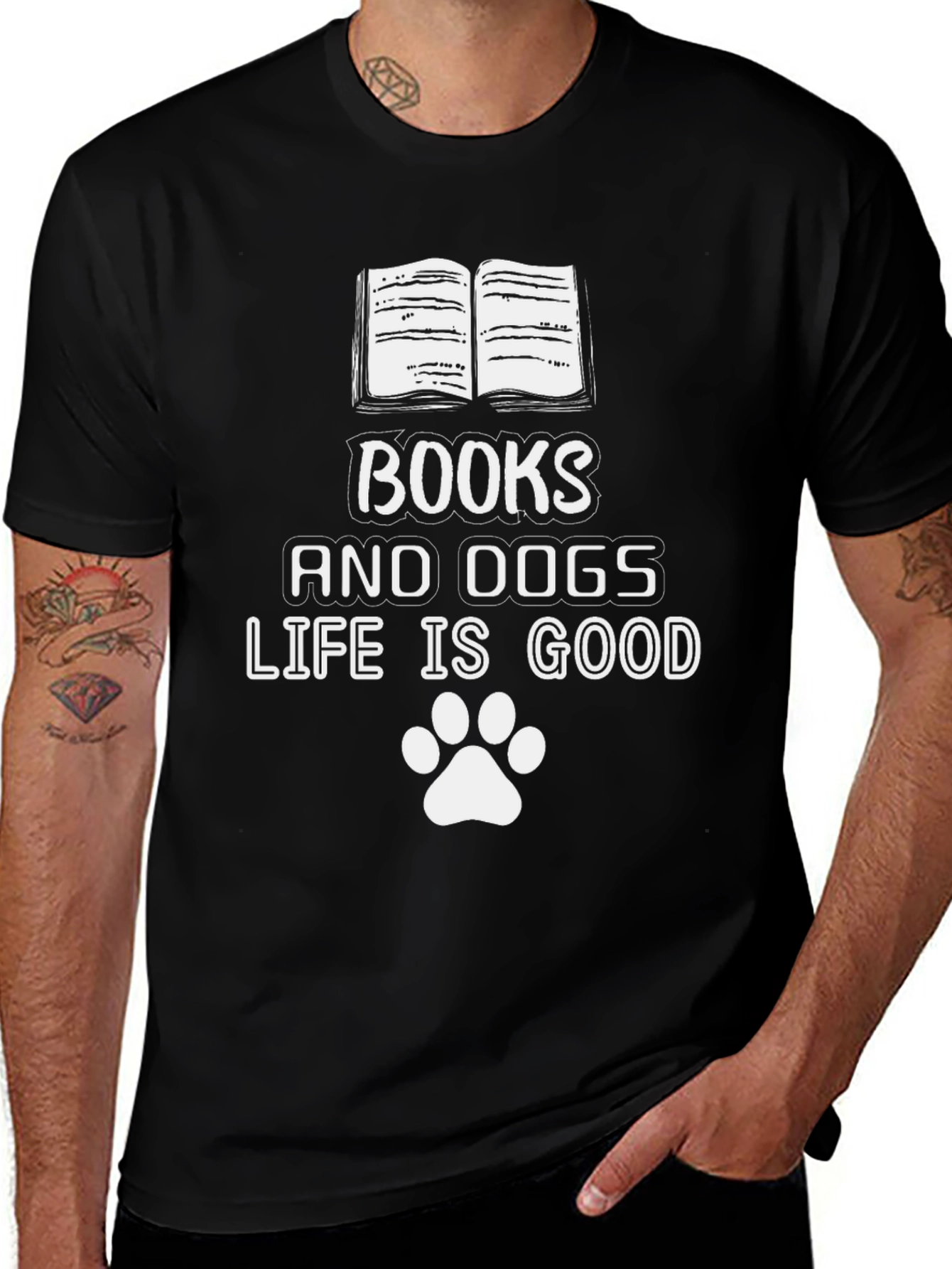 Black Books & Dogs Life Is Good Graphic Tee main image