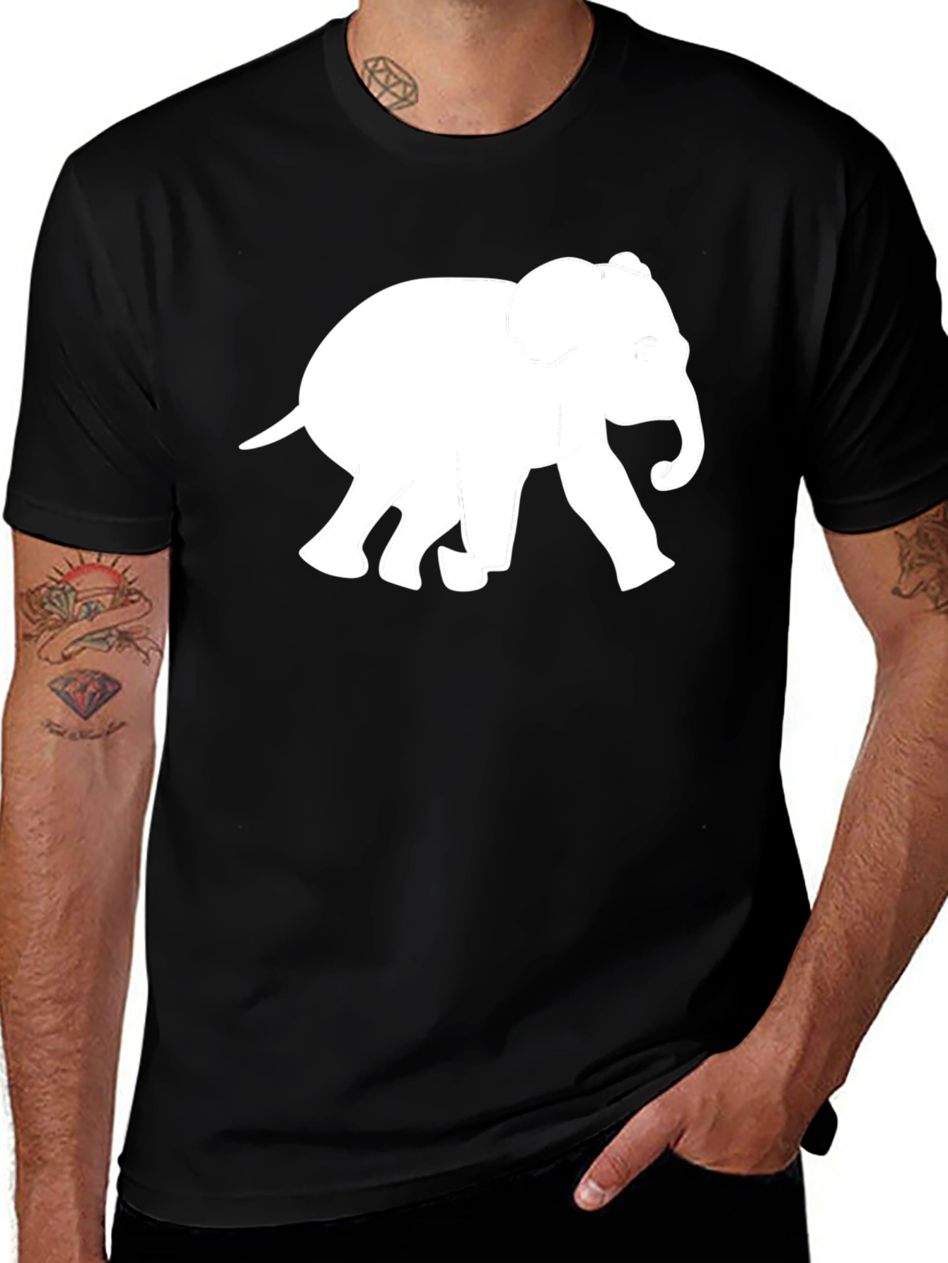Variant 16 of Elephant Graphic T-Shirt - Black Cotton Tee