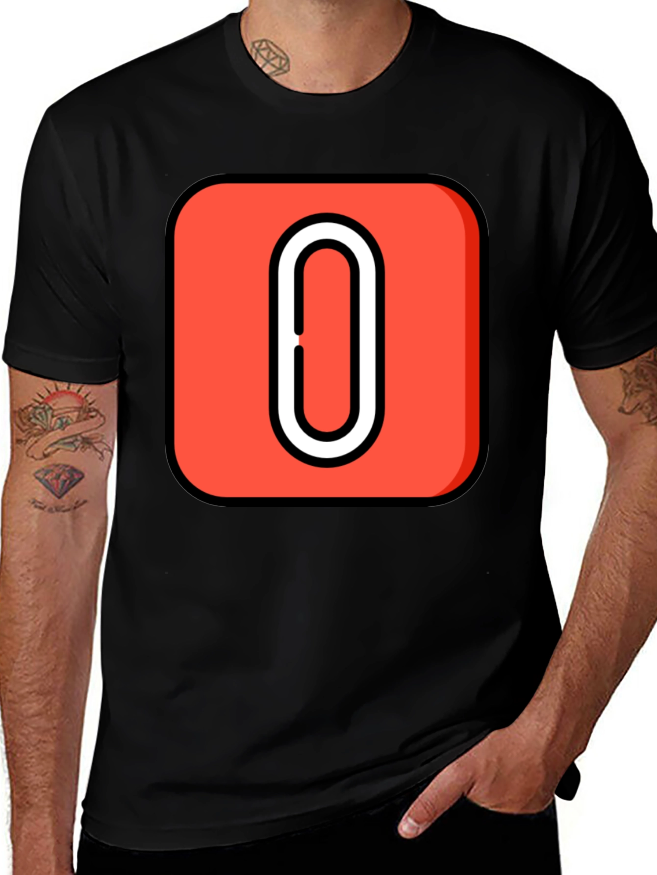 Variant 29 of Stylish Black T-Shirt with Bold "O" Design