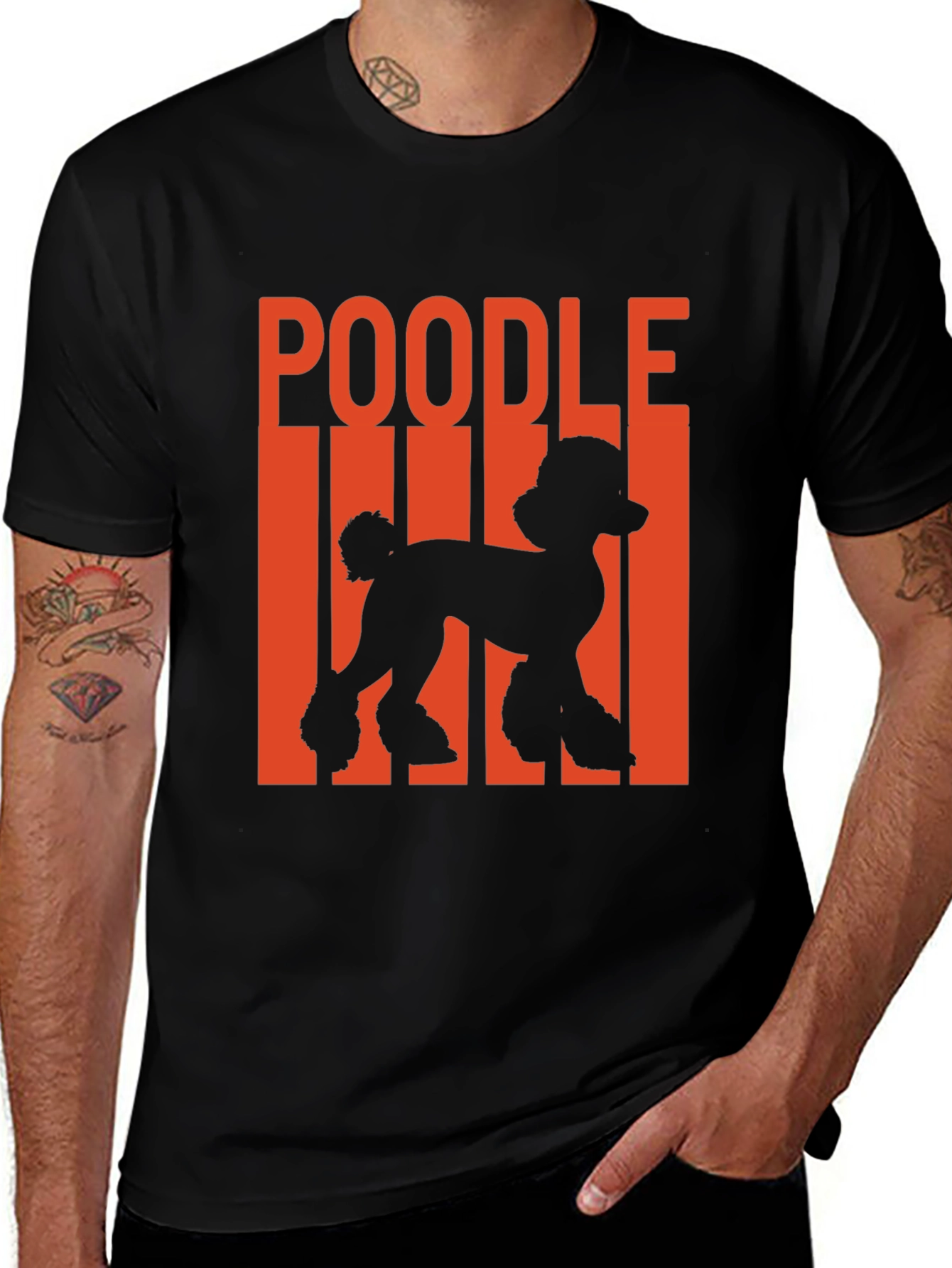 Variant 8 of Poodle Silhouette Graphic Tee - Black