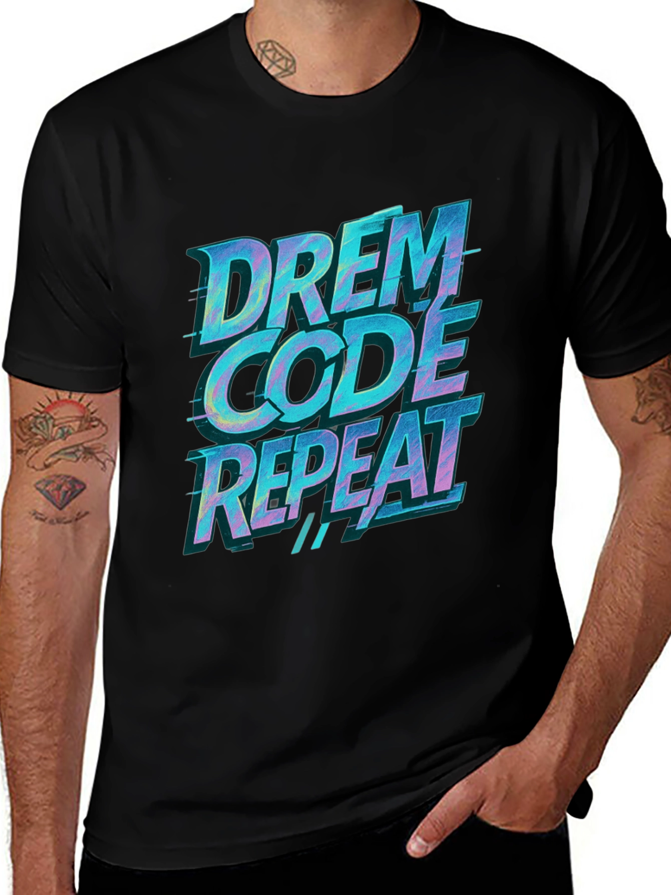Variant 11 of Drem Code Repeat Black T-Shirt