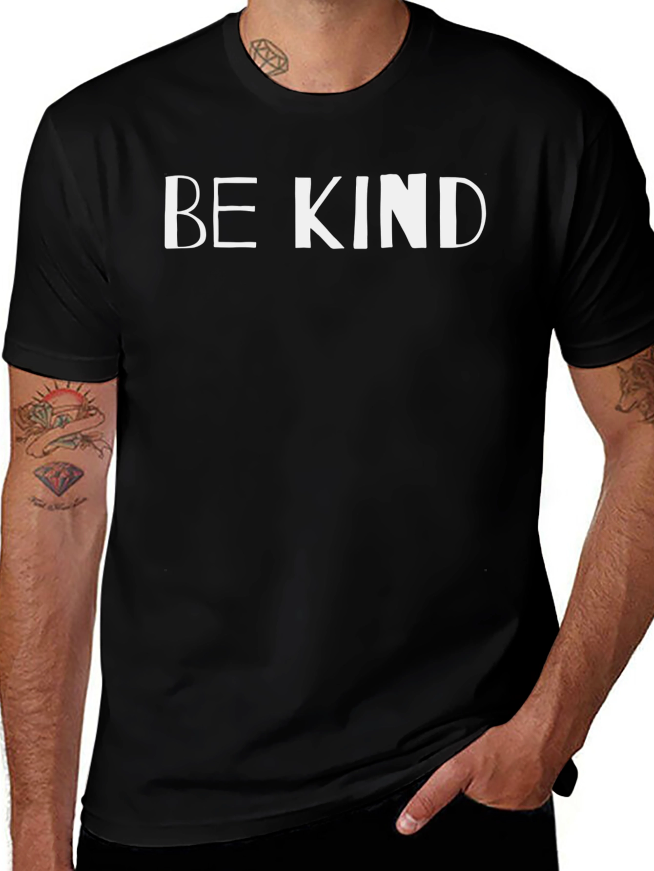 Variant 13 of Be Kind T-Shirt - Black Cotton Casual Tee