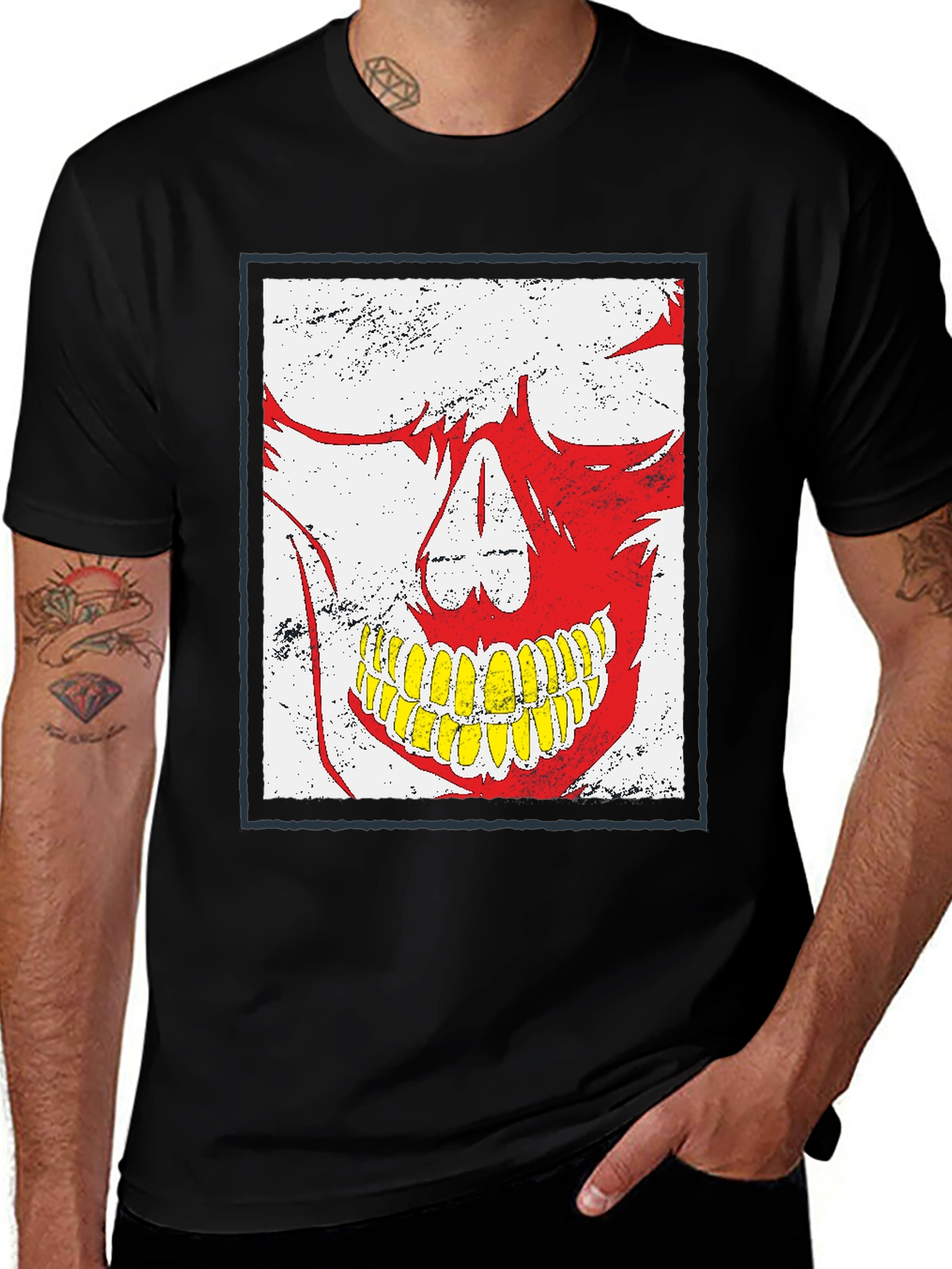 Variant 7 of Red Skull Graphic Print Black T-Shirt