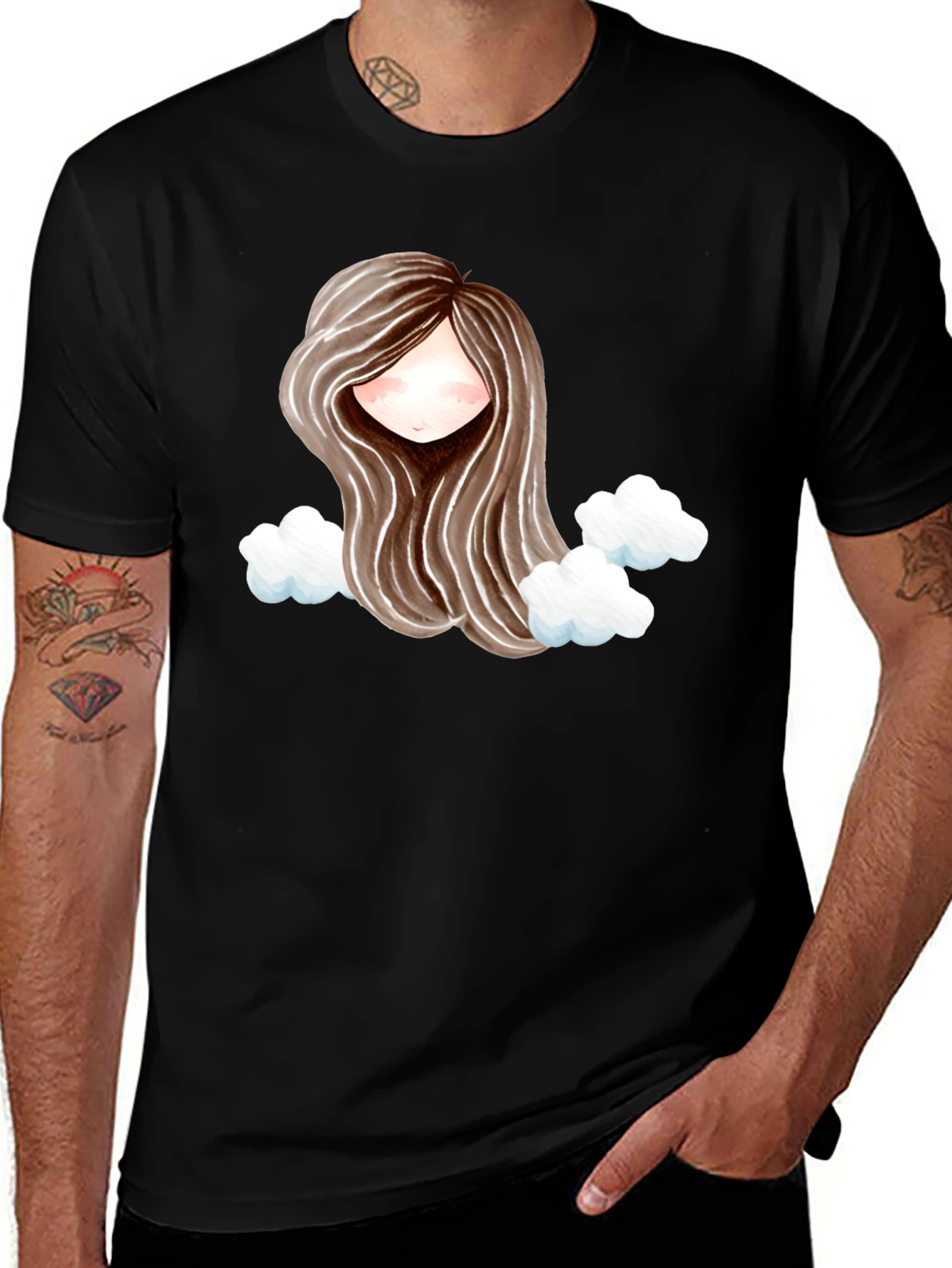 Variant 2 of Whimsical Girl with Clouds Graphic Tee