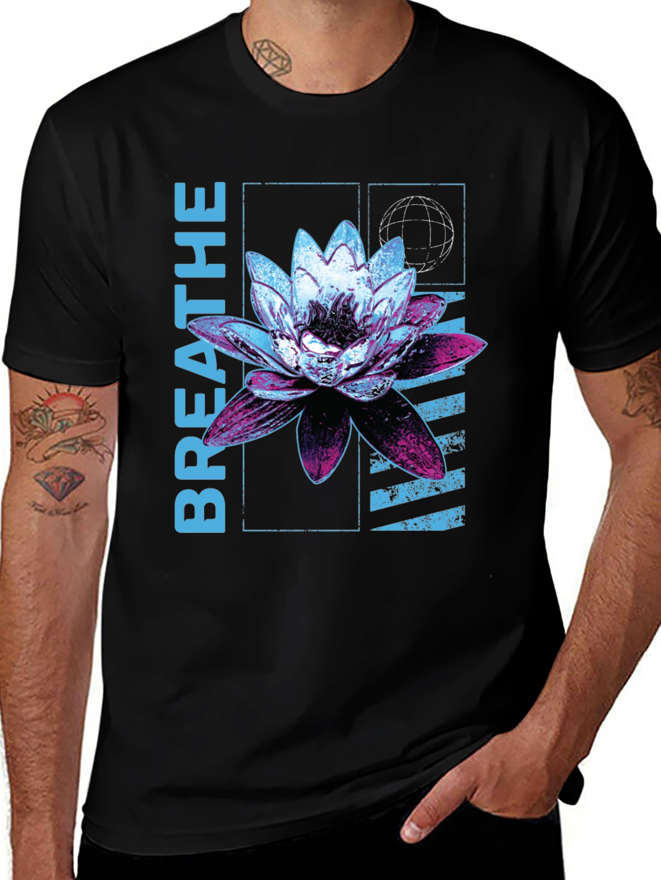Variant 29 of Breathe Lotus Graphic Tee - Black