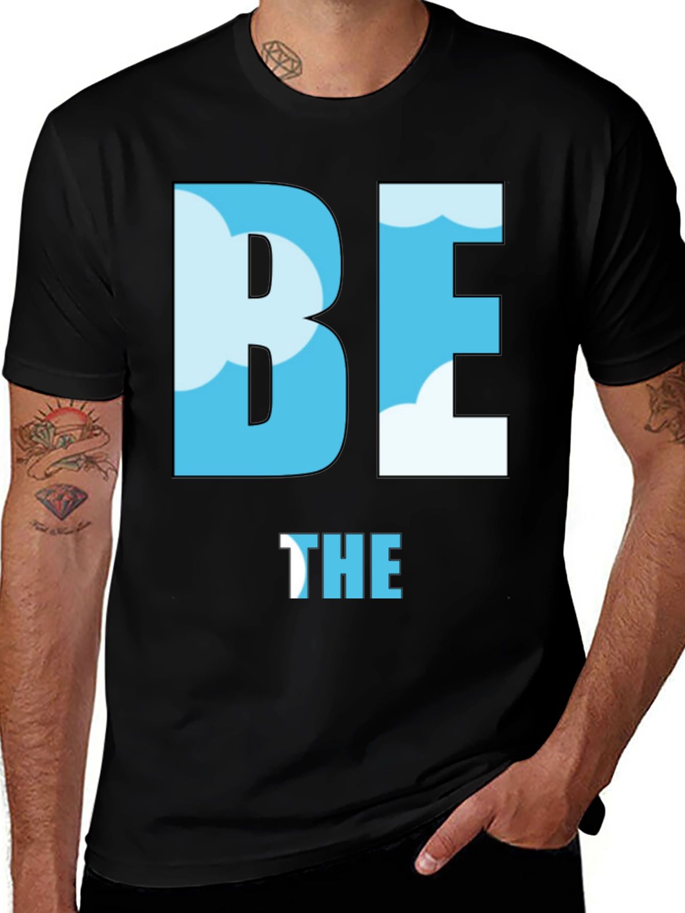 Variant 17 of Be the Sky T-Shirt - Cloud Design Black Tee