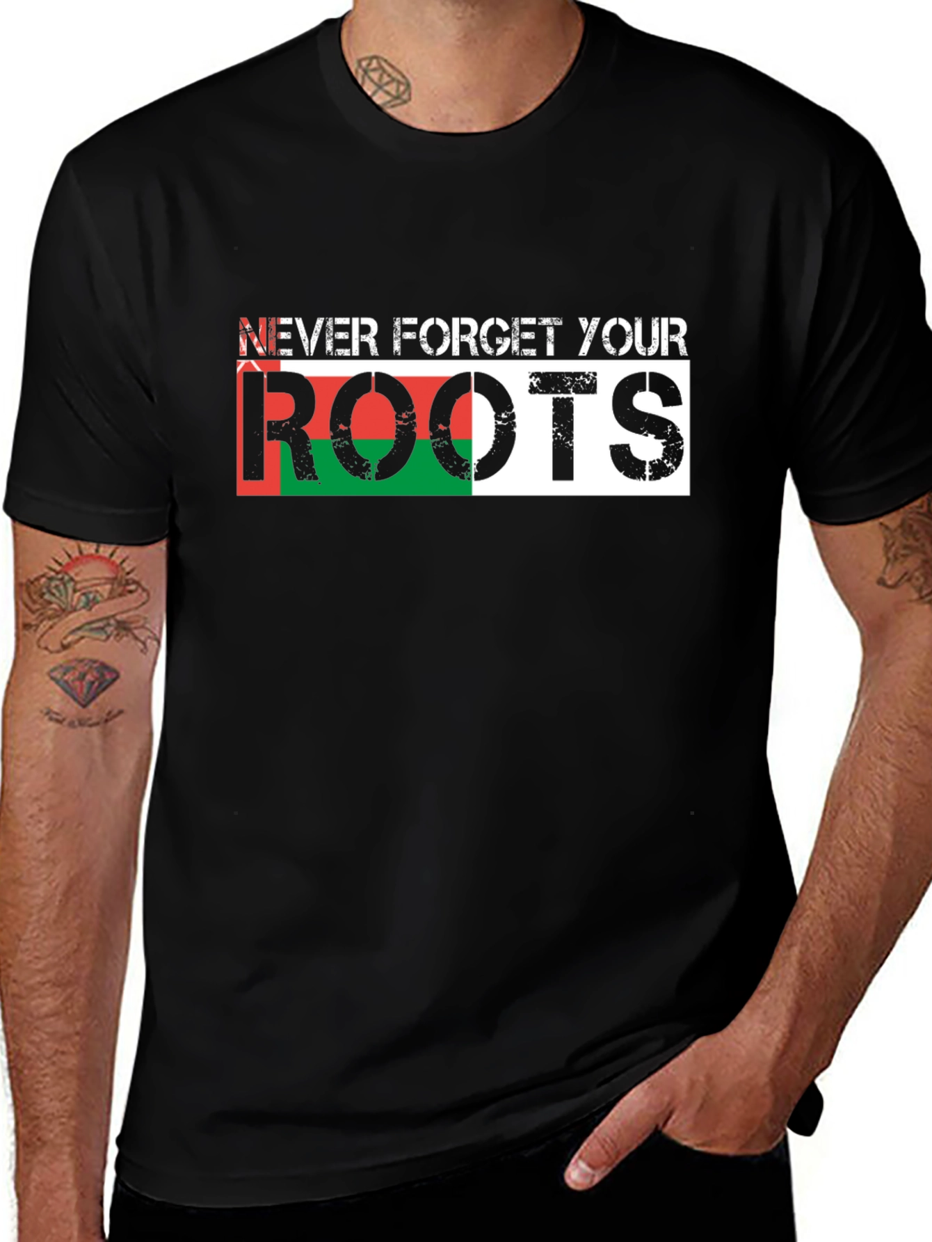 Variant 12 of Never Forget Your Roots T-Shirt - Black