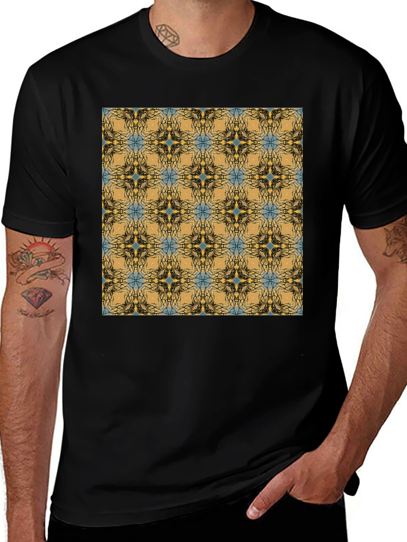 Variant 25 of Patterned Men's Black T-Shirt