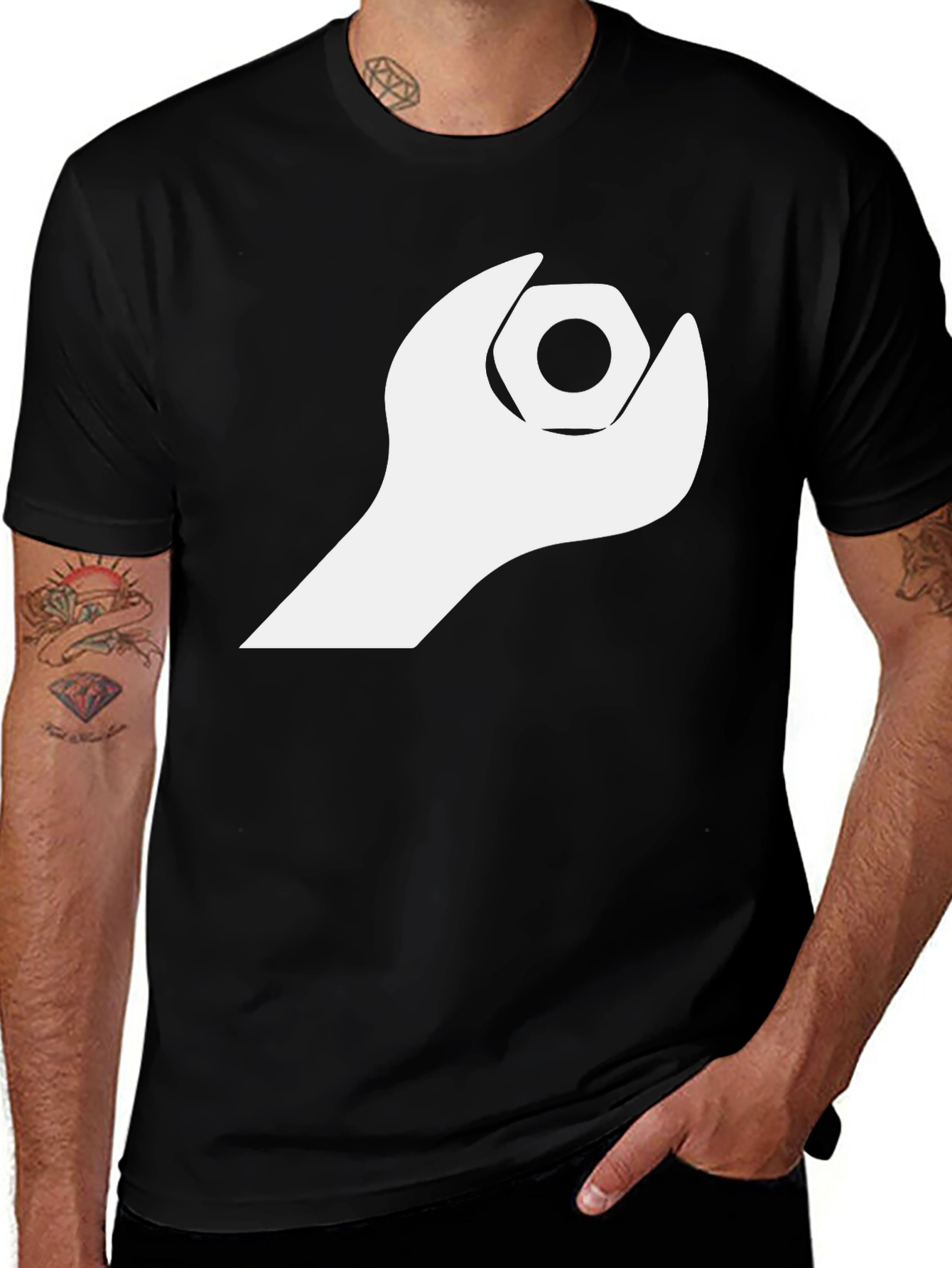 Variant 9 of Wrench & Nut Graphic Tee - Mechanic's Style