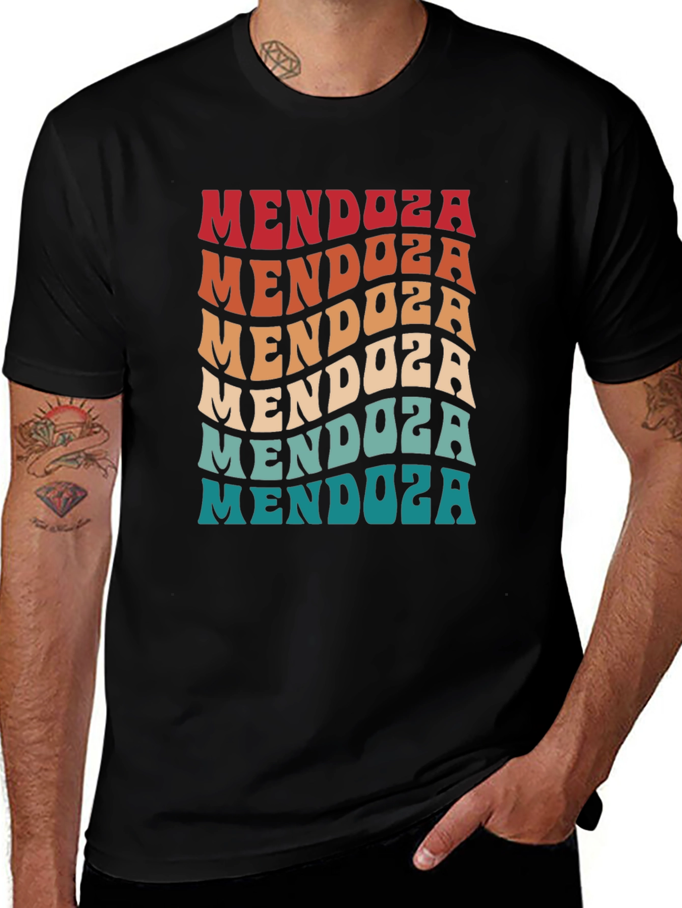 Variant 6 of Mendoza Retro Wavy Text Graphic T-Shirt