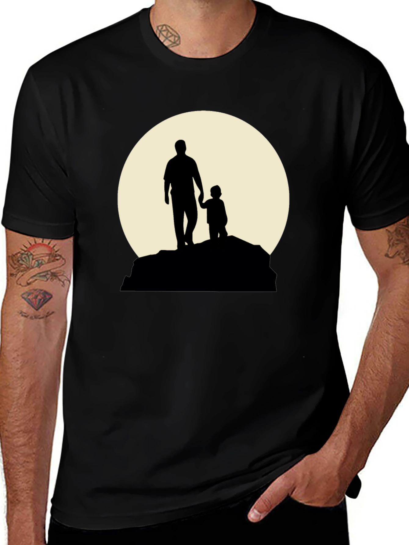 Father & Child Silhouette Graphic T-Shirt