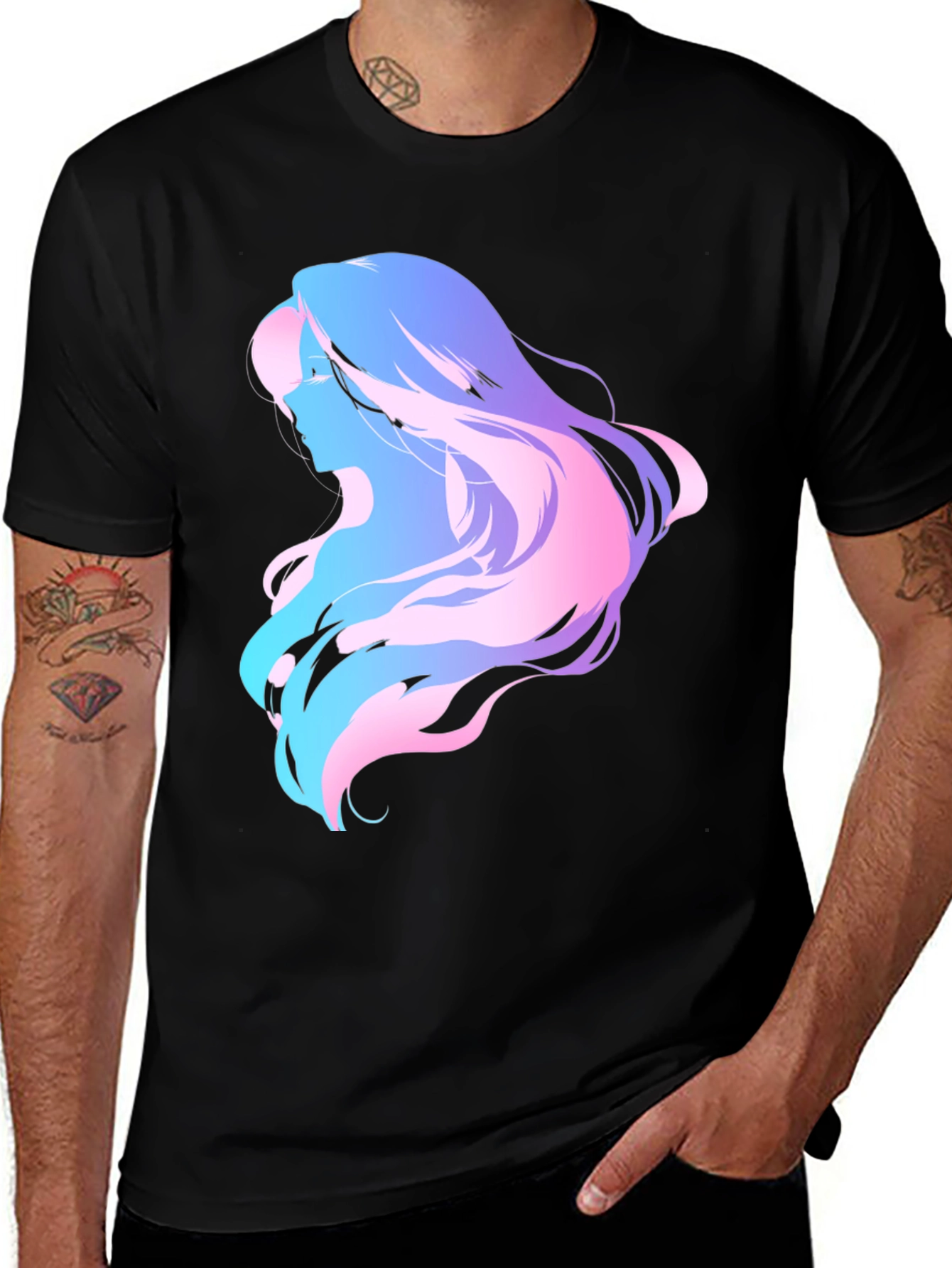 Variant 11 of Abstract Woman Graphic Tee - Black Cotton Comfort