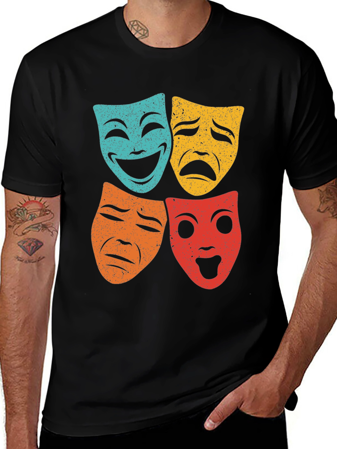 Drama Masks Graphic Tee - Comedy Tragedy T-Shirt