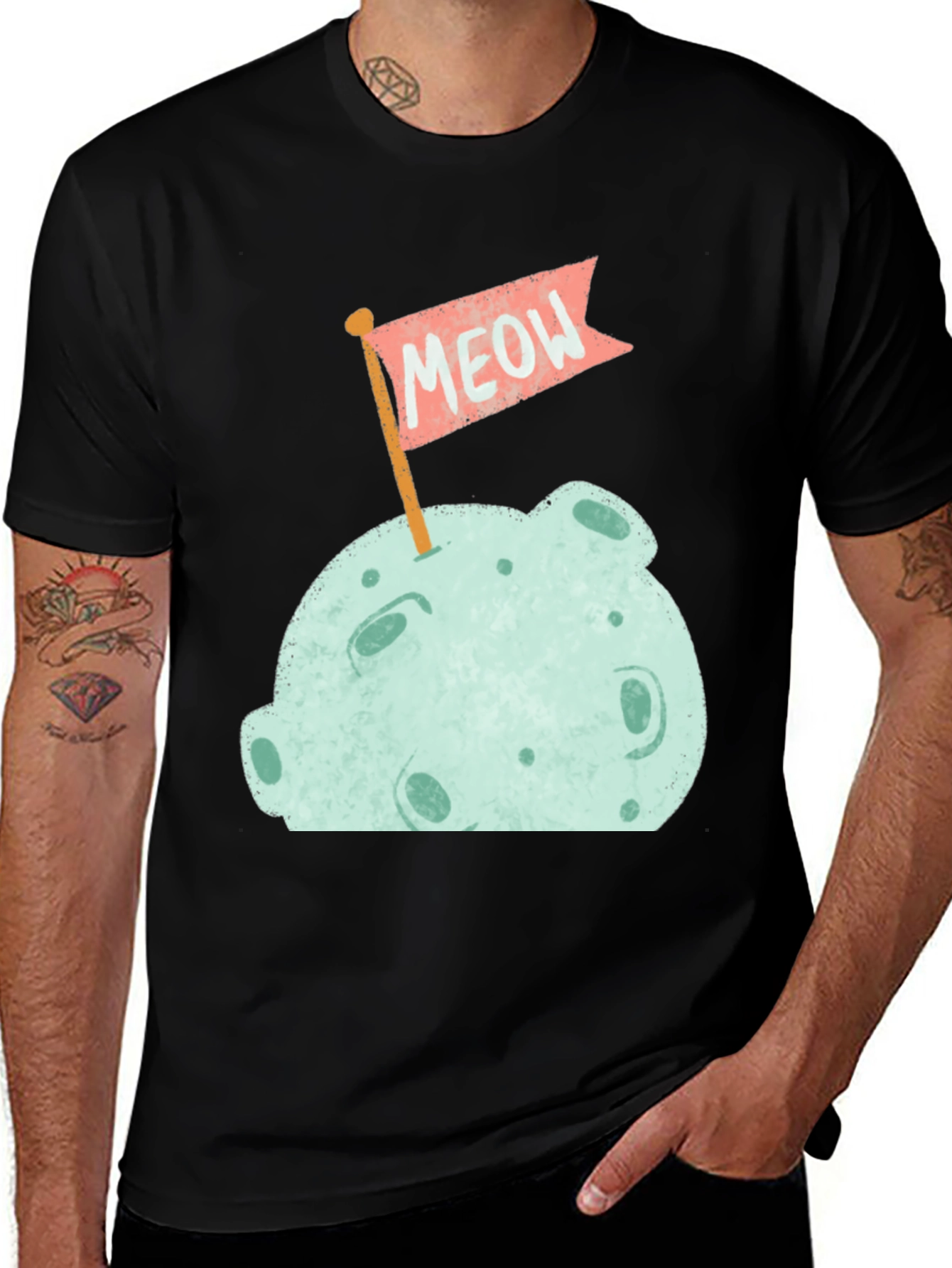 Variant 25 of Meow Moon Black T-Shirt