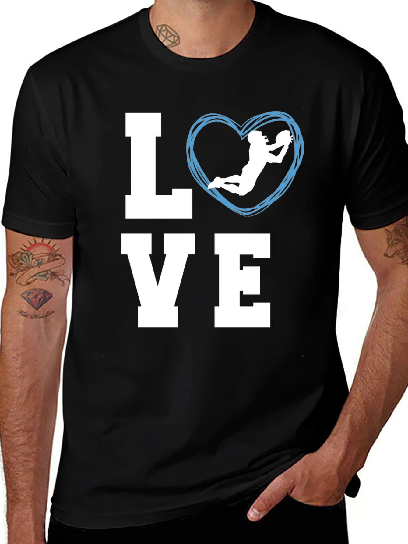 Love Football Graphic Tee - Black Cotton Casual Shirt