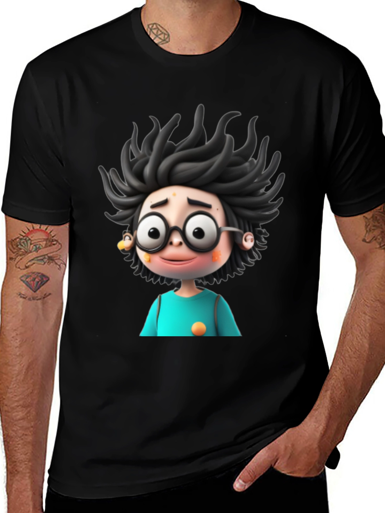 Cartoon Character Graphic Black T-Shirt