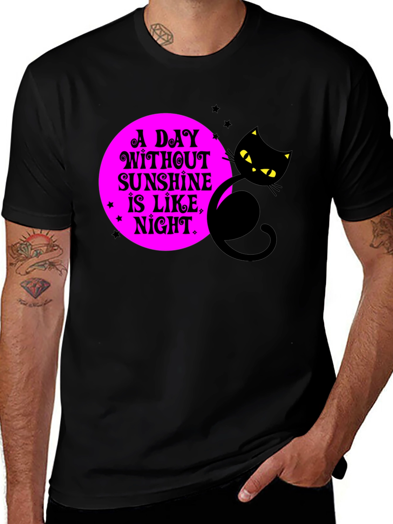 Variant 9 of A Day Without Sunshine Black Cat Graphic Tee