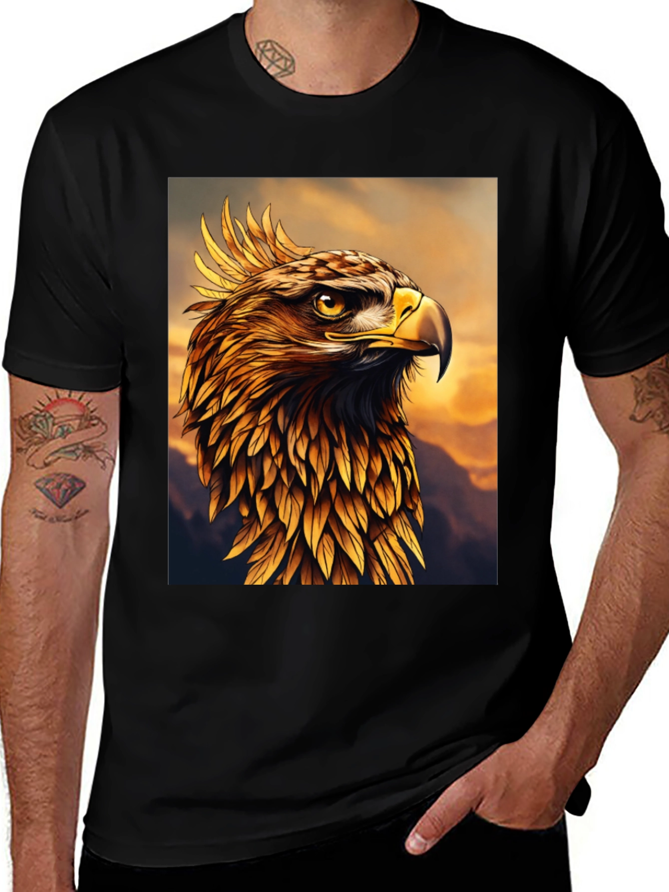 Variant 3 of Majestic Golden Eagle Graphic Tee - Premium Quality