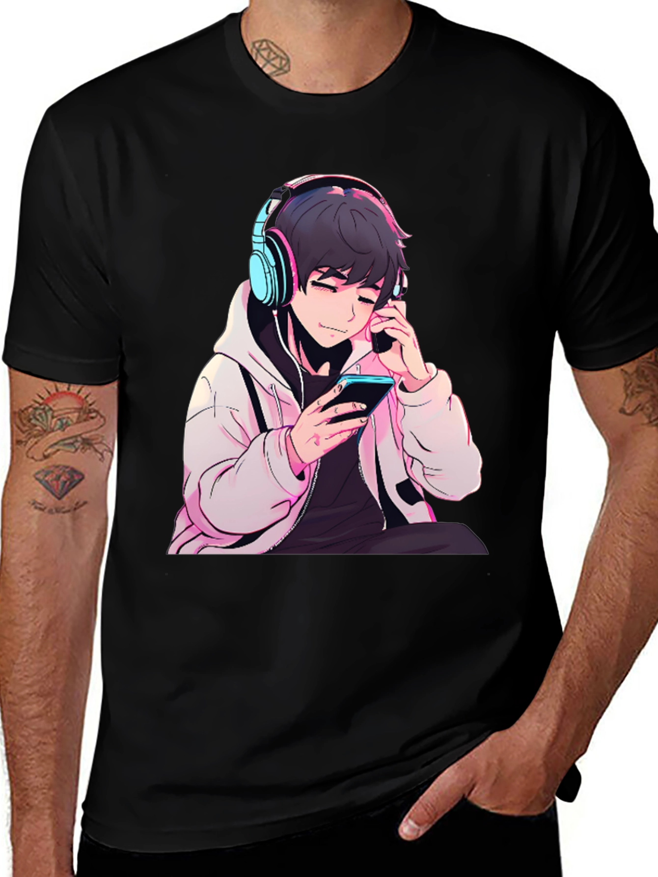 Variant 23 of Anime Boy Headphones Graphic Tee - Cool Style