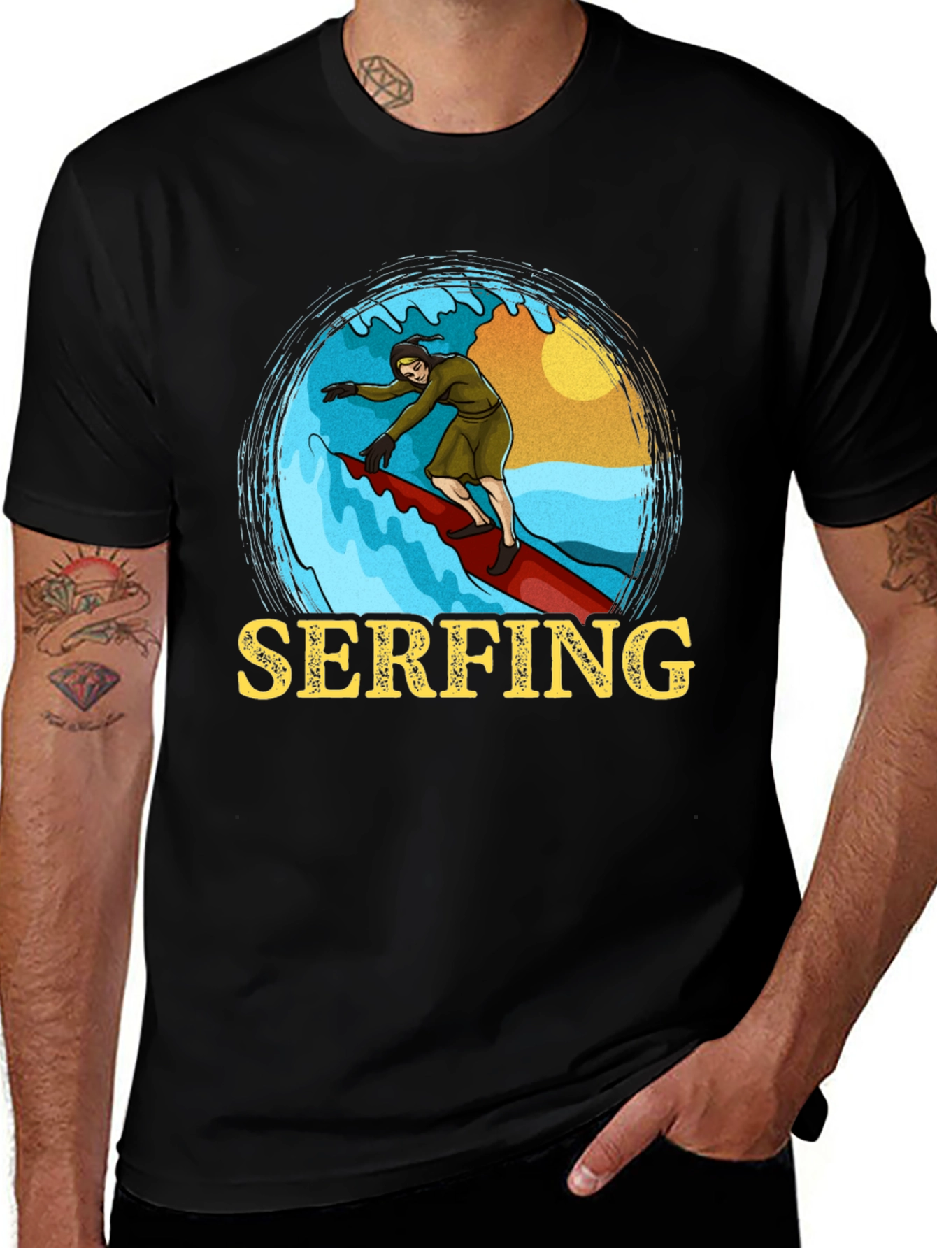 Variant 10 of Serfing T-Shirt: Retro Surfer Design