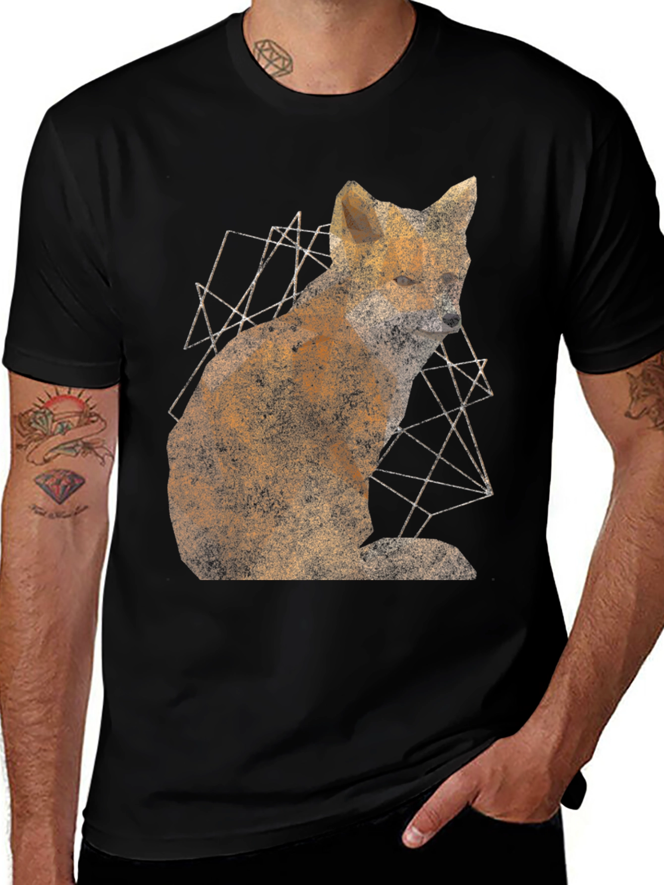 Variant 3 of Geometric Fox Graphic Print Men's T-Shirt